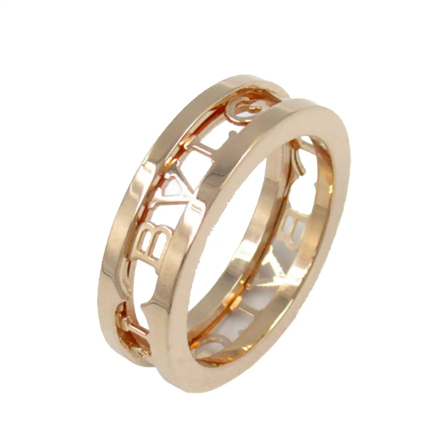 Bvlgari 18K Rose Gold B.Zero1 One Band Ring with Openword Logo Spiral
