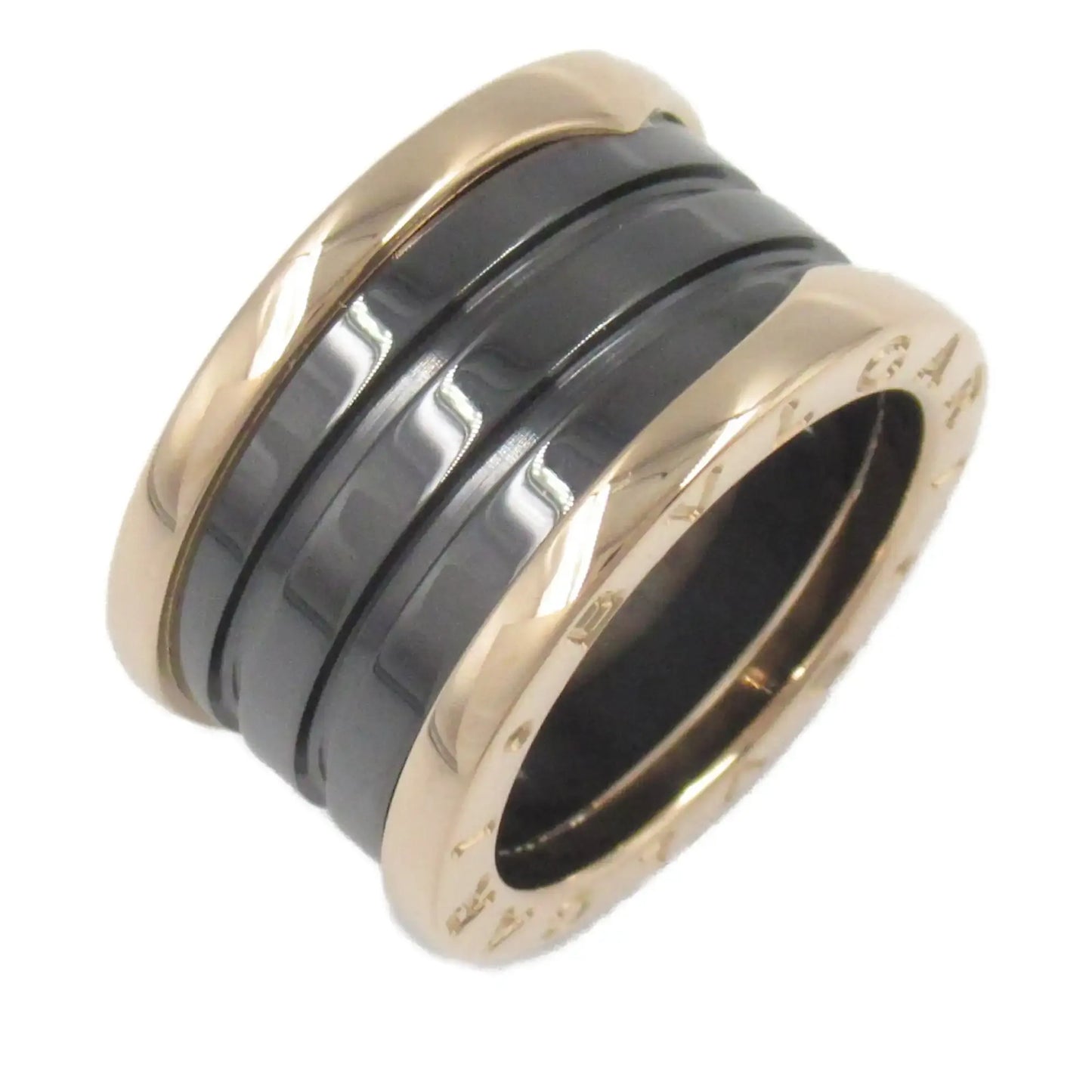 Bvlgari 18K Rose Gold and Ceramic B.Zero1 Three Band Ring