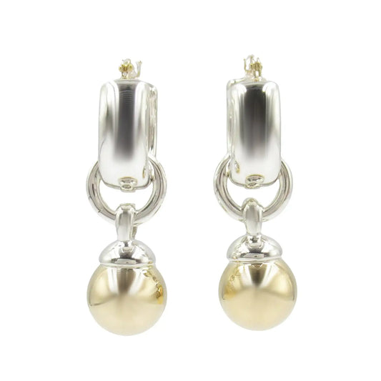 Tiffany Sterling Silver and 18K Yellow Gold Fascination Ball Dangle Earrings
