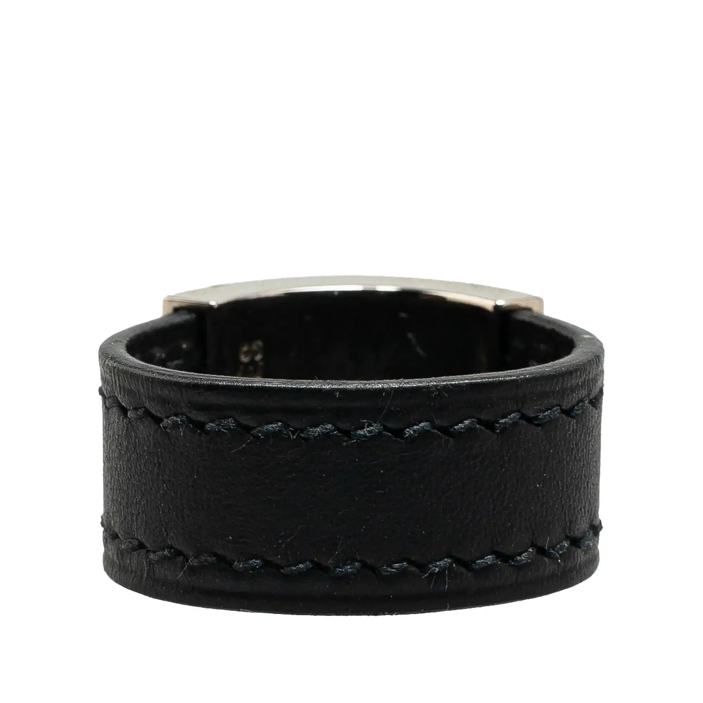 Hermès Leather and Palladium Plated Collier de Chien Ring