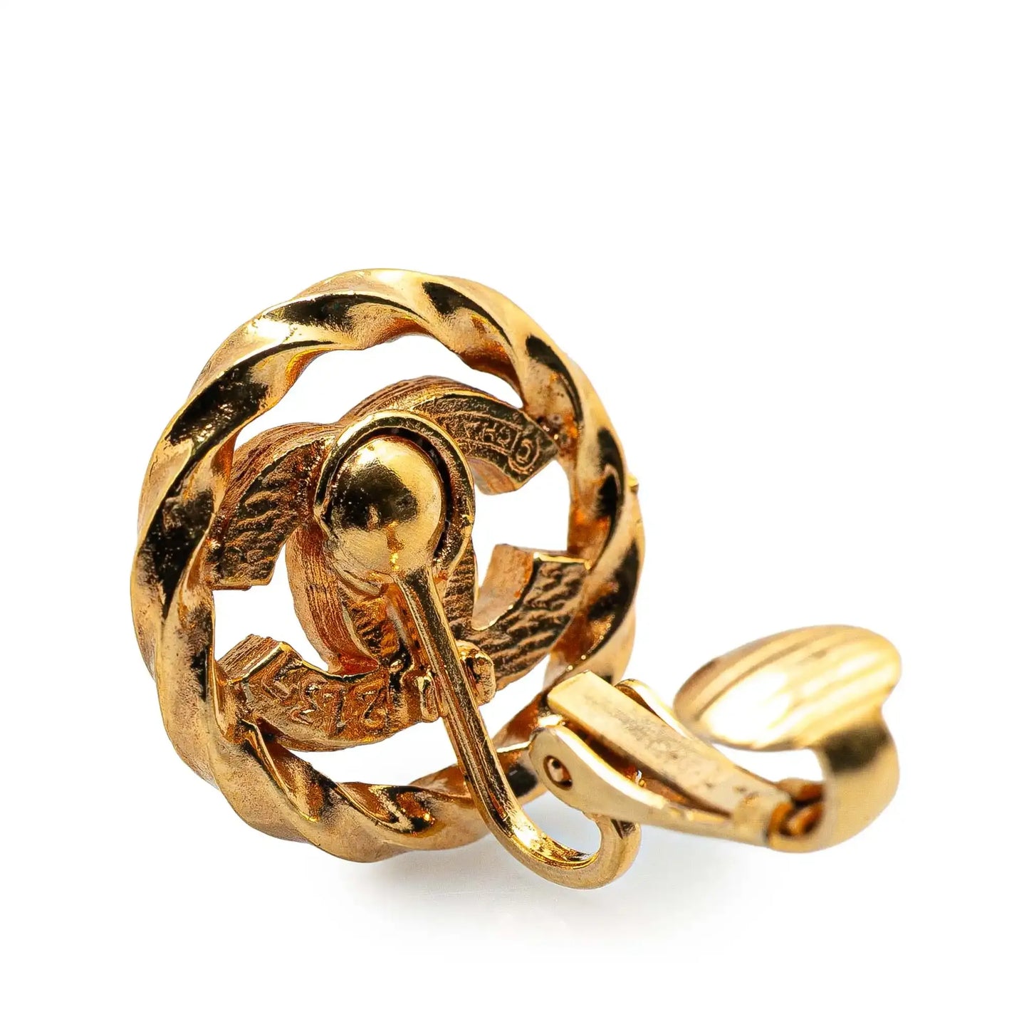 Chanel Gold Plated Rhinestone CC Clip On Earrings