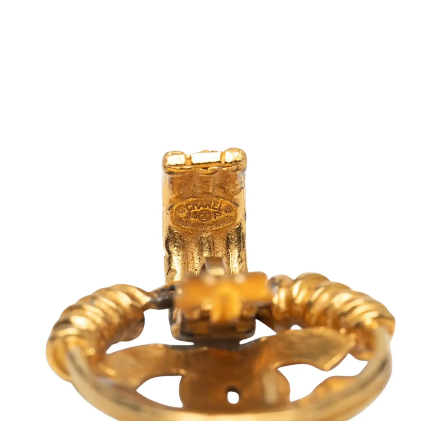Chanel Gold Plated CC Swing Clip on Earrings