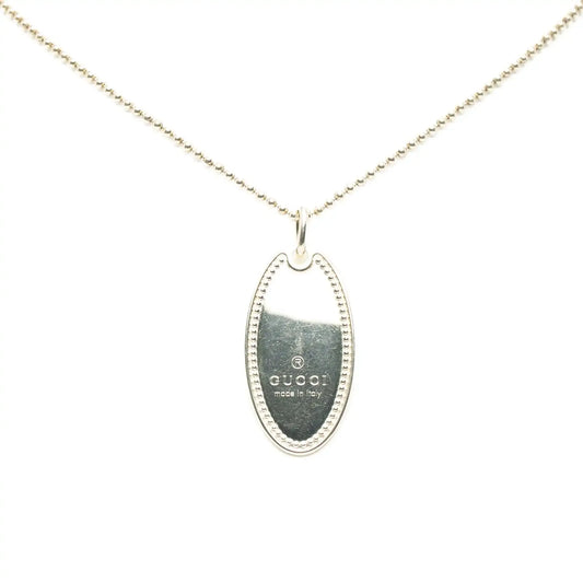 Gucci Sterling Silver Oval Plate Pendant Necklace