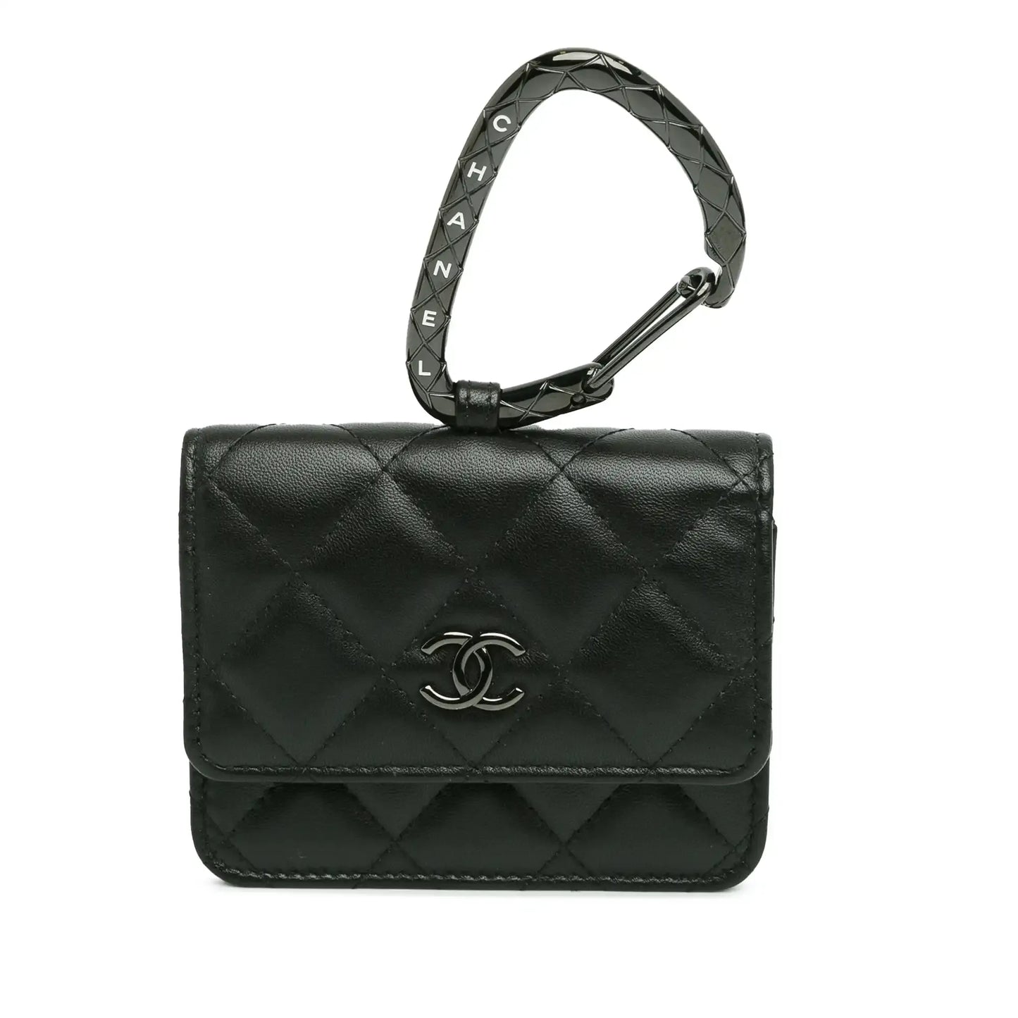 Chanel Quilted Lambskin So Black CC Hook Card Holder