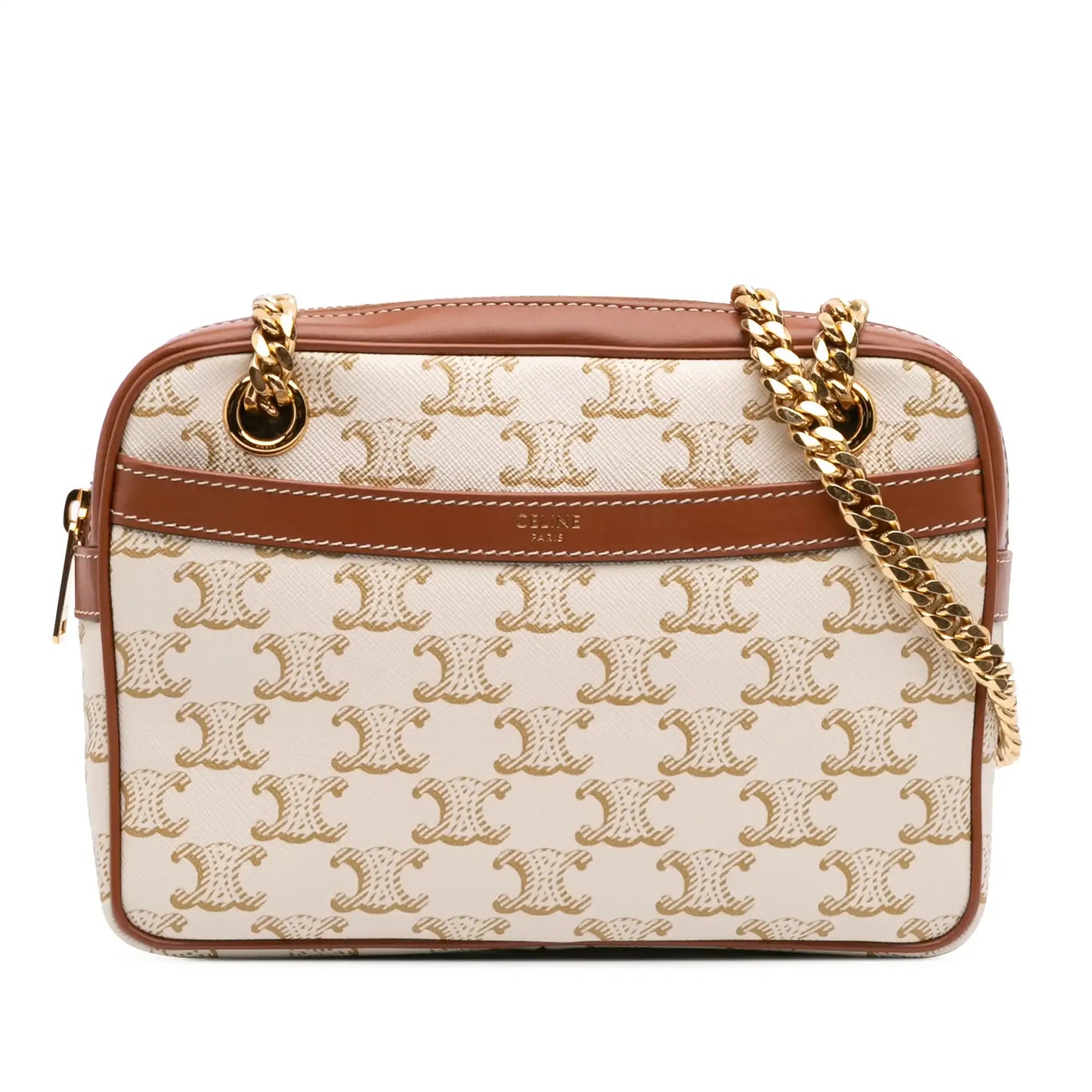 Celine Small Triomphe Coated Canvas Patapans Shoulder Bag