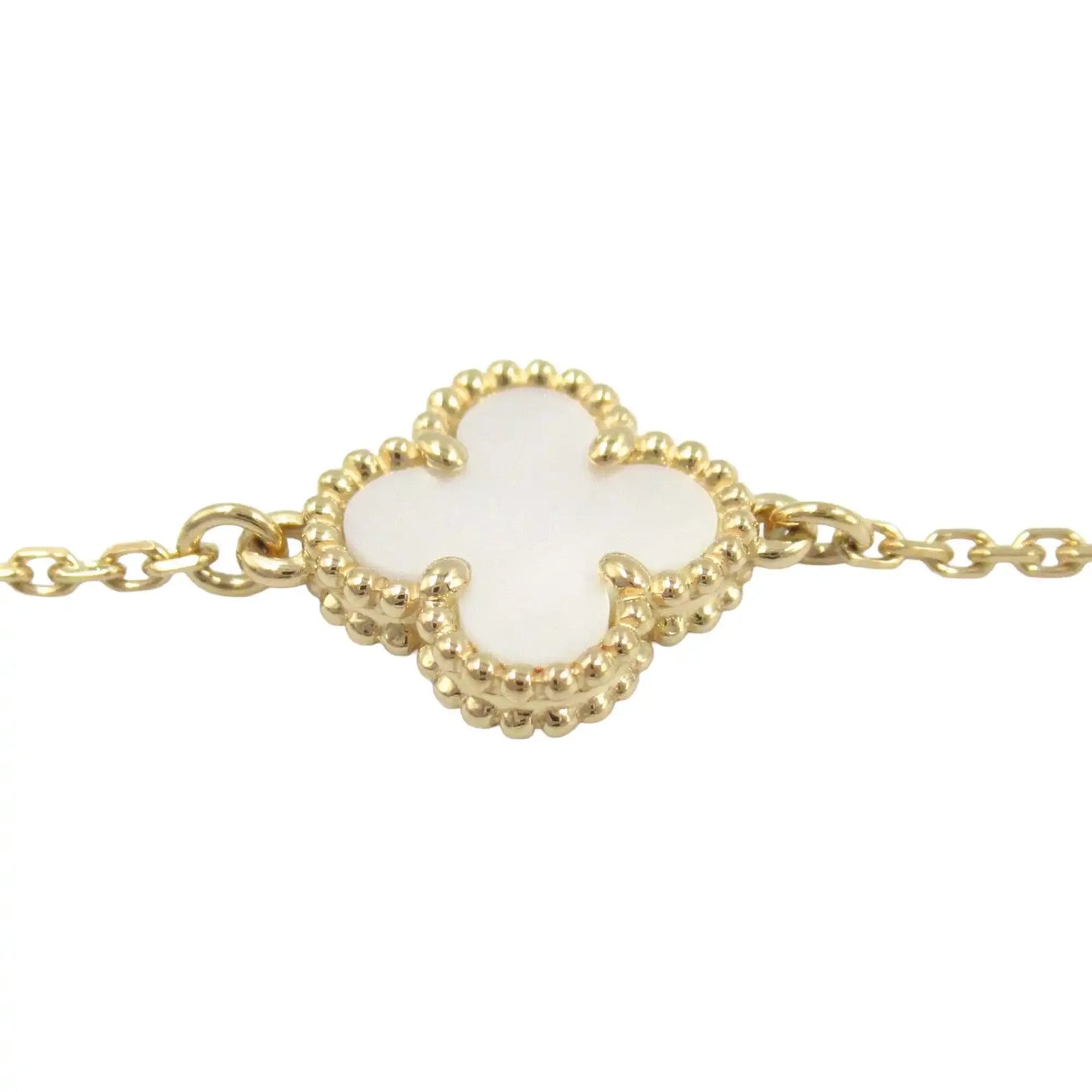 Van Cleef and Arpels 18K Yellow Gold and Mother of Pearl Sweet Alhambra Bracelet