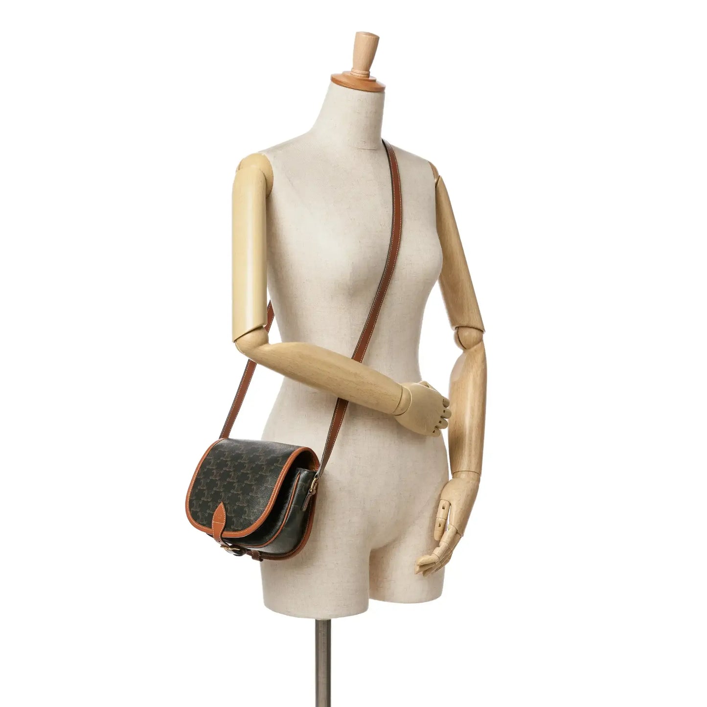 Celine Medium Triomphe Coated Canvas Folco Crossbody