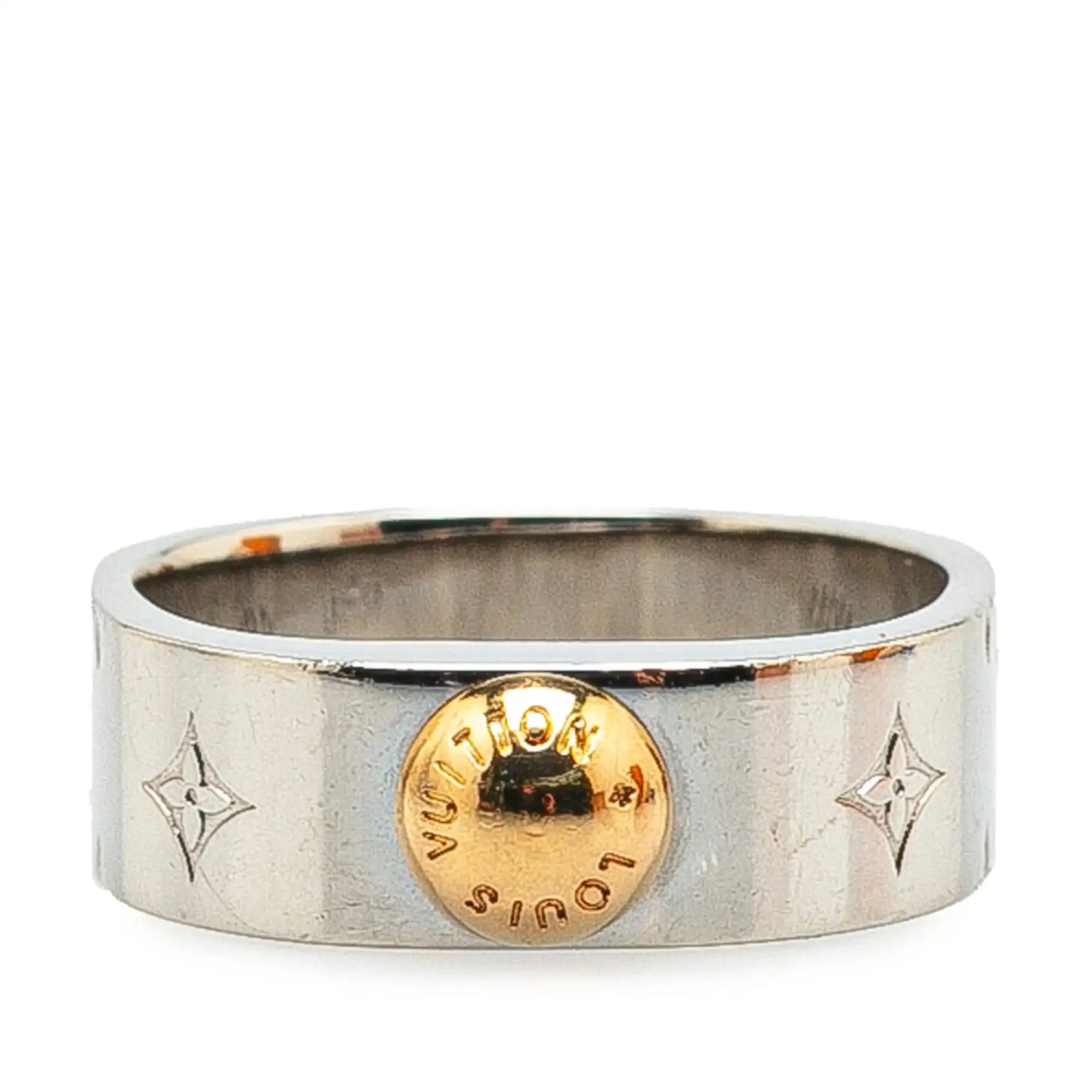 Louis Vuitton Silver Tone Nanogram Ring