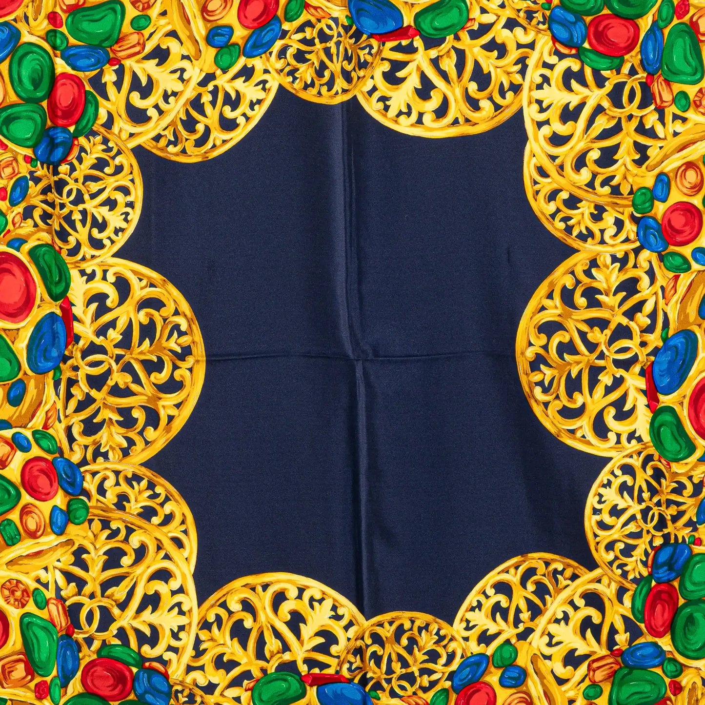 Chanel Gripoix Buttons Silk Scarf