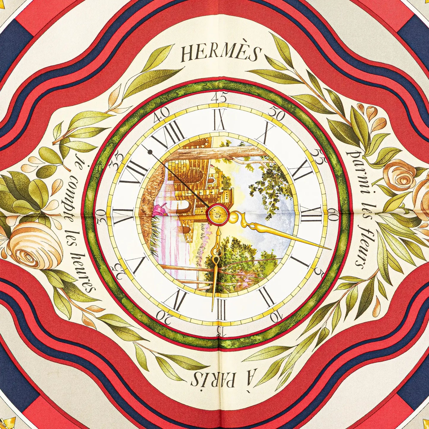 Hermès Parmi Les Fleurs Je Compte Les Heures Silk Scarf