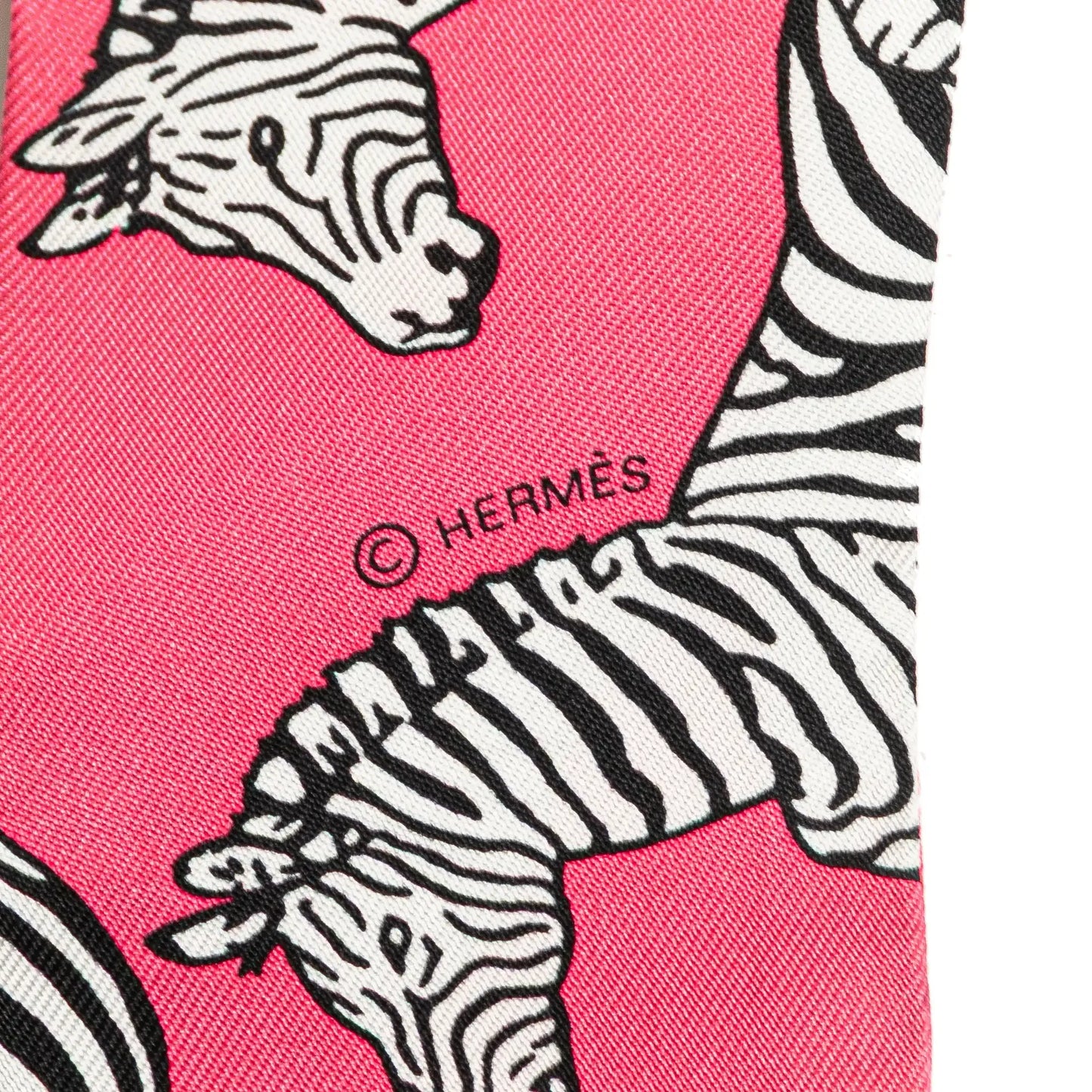 Hermès Les Zebres Silk Twilly Scarf