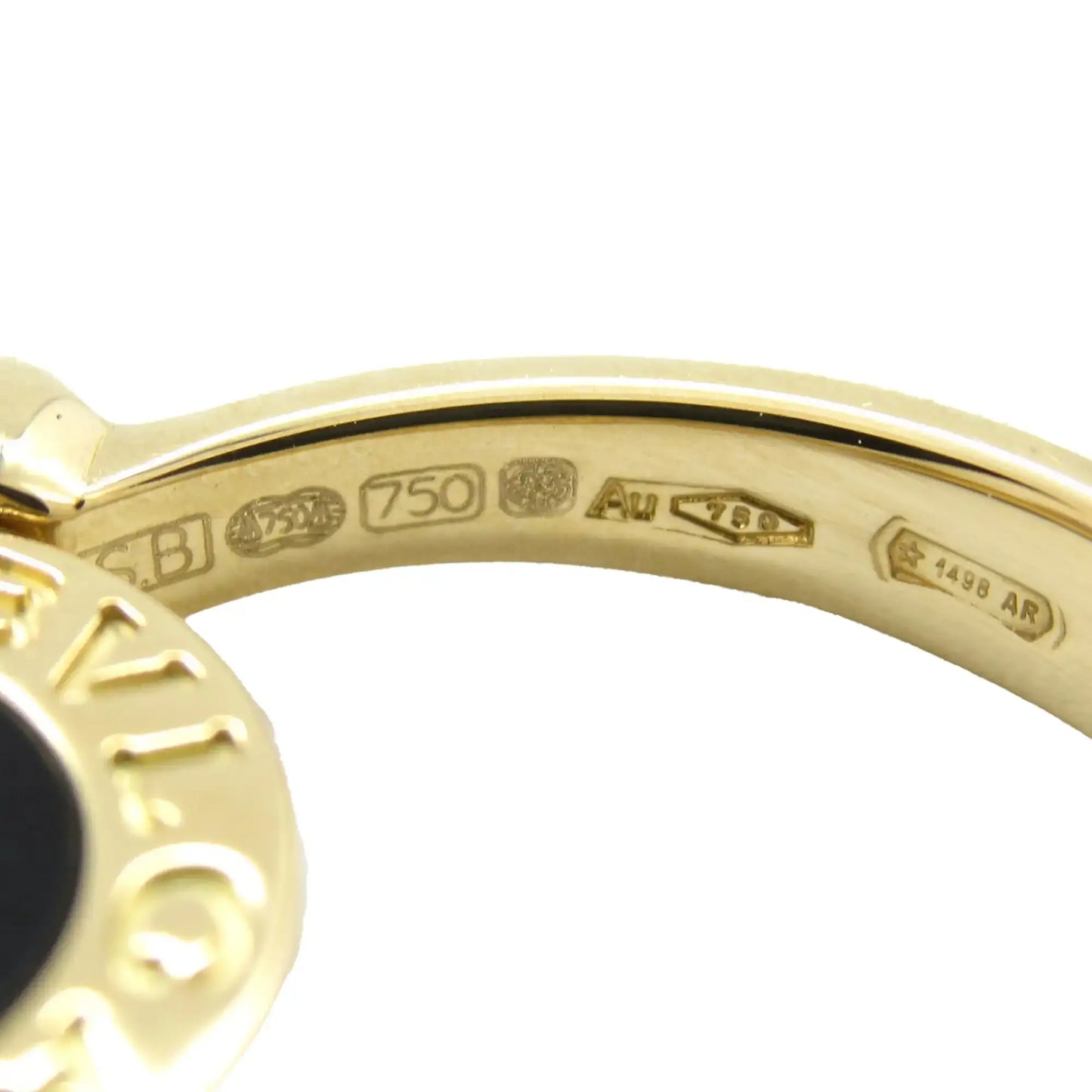 Bvlgari 18K Yellow Gold Mother of Pearl and Onyx Ring