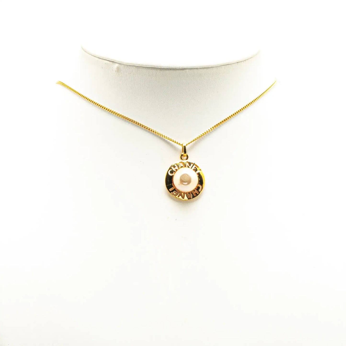 Chanel Gold Plated Faux Pearl Pendant Necklace