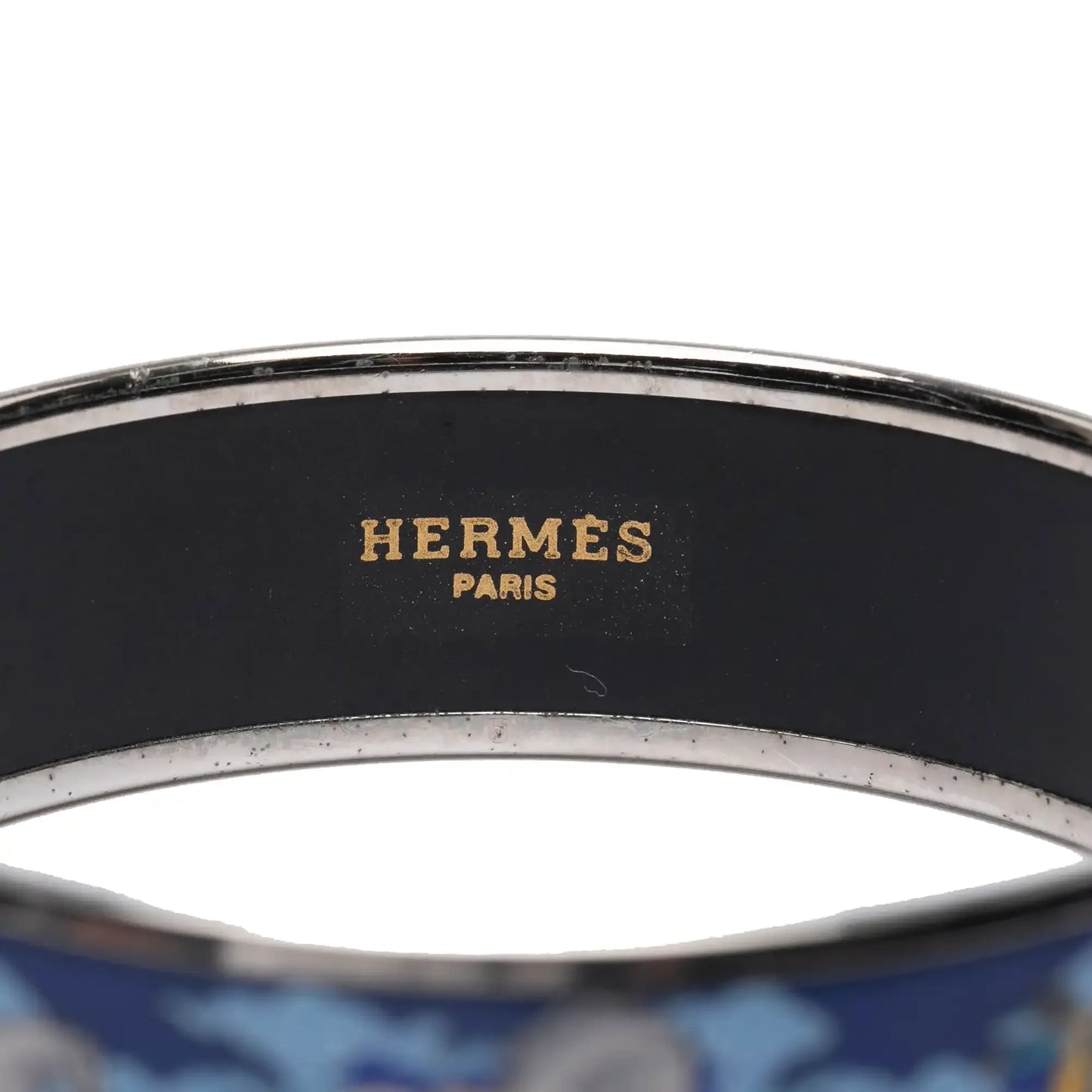 Hermès Wide Enamel Horse Riding Motif Bangle