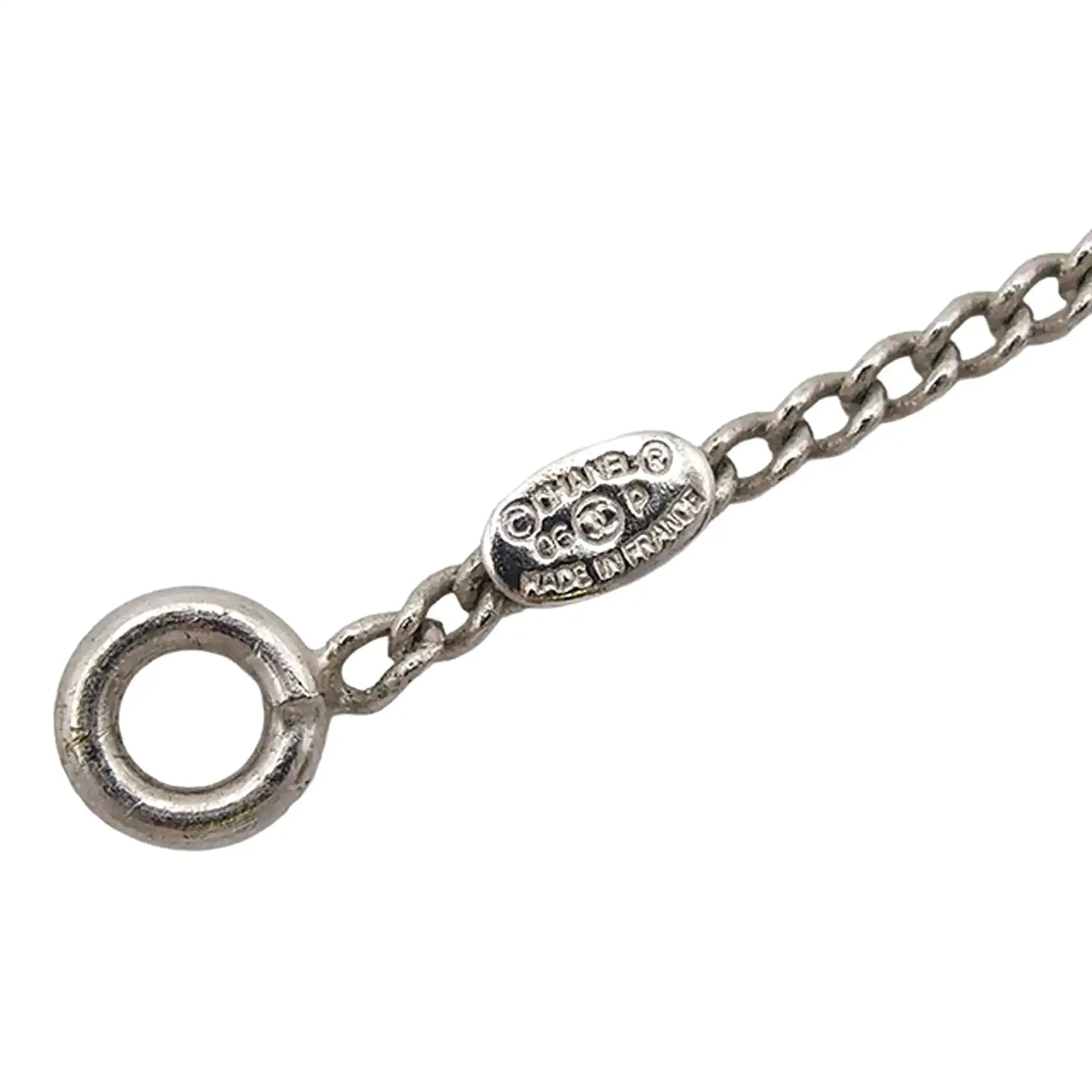 Chanel Silver Plated CC Rhinestone Snowflake Pendant Necklace