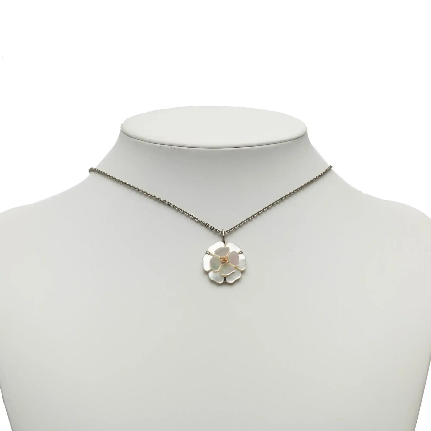 Chanel Resin Shell Camellia Pendant Necklace