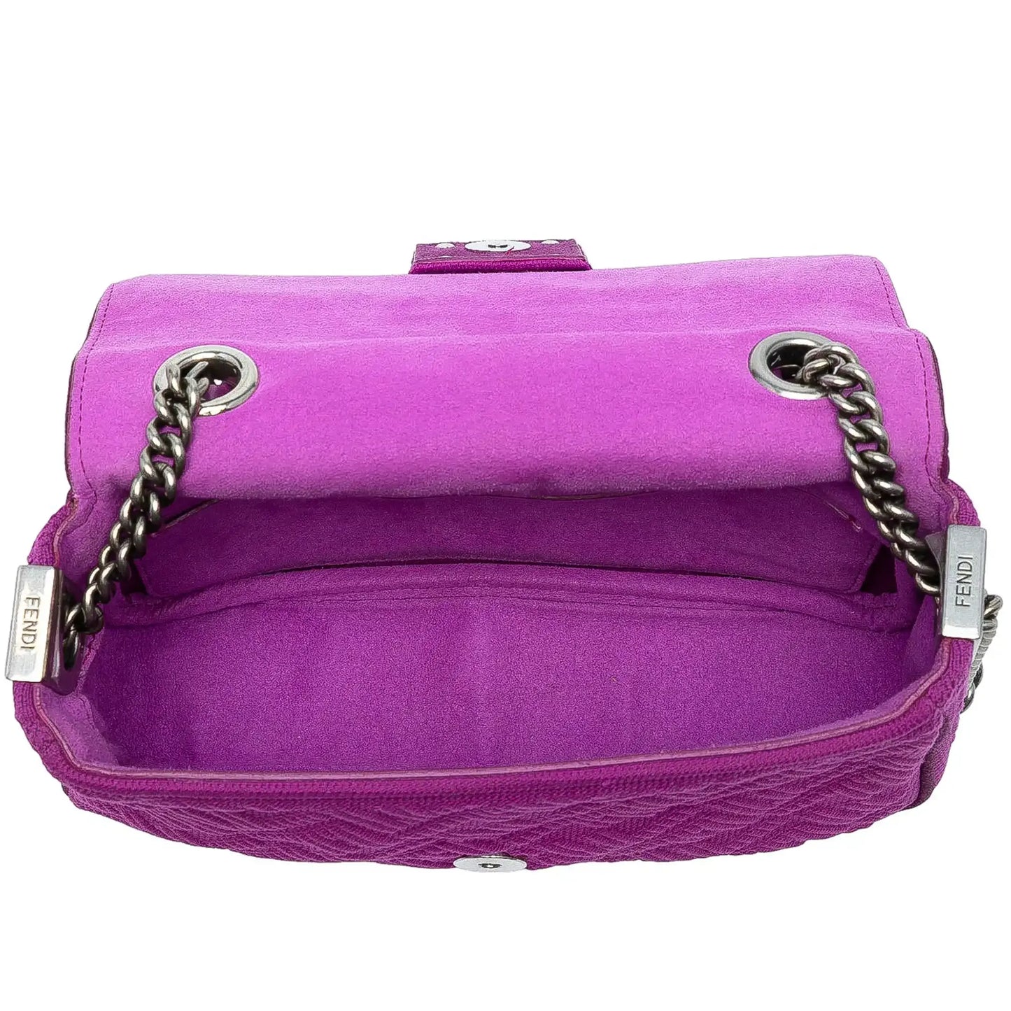 Fendi Zucca Embossed Technical Fabric Chain Midi Baguette