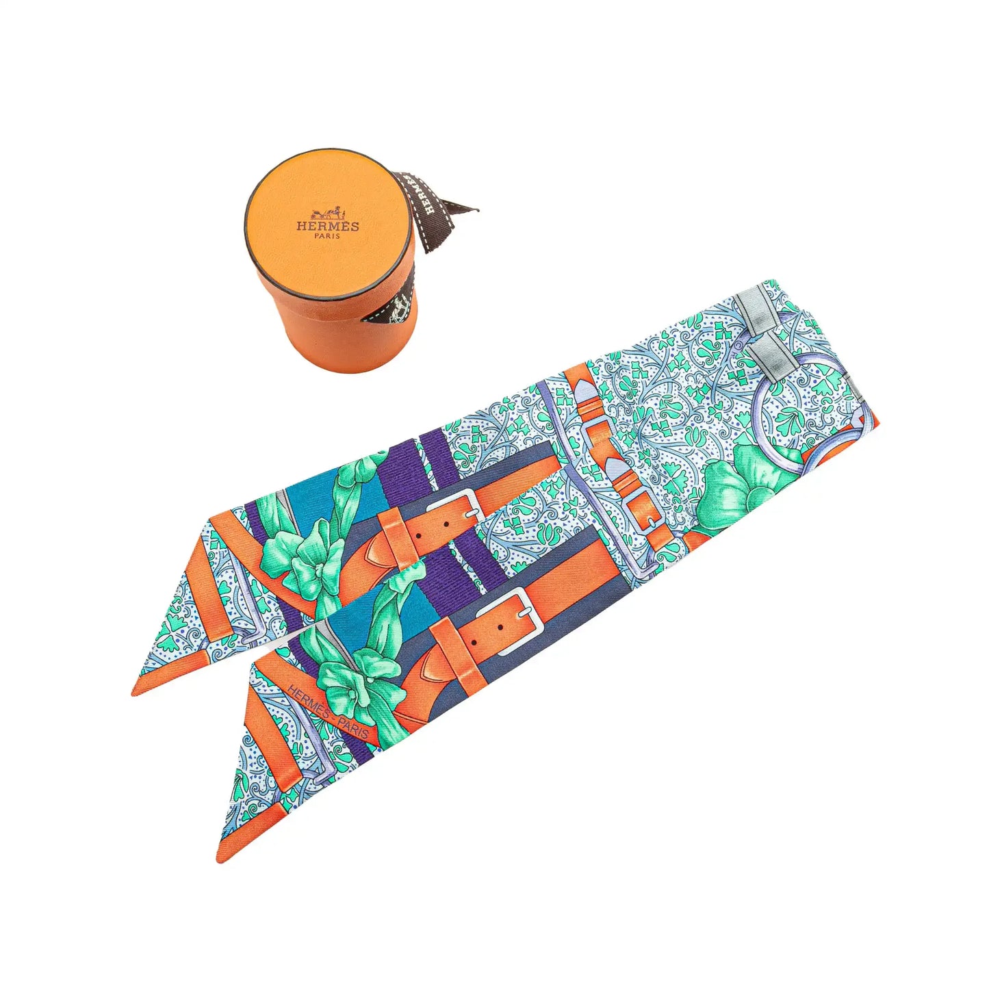 Hermès Grand Manege Fleuri Silk Twilly Scarf