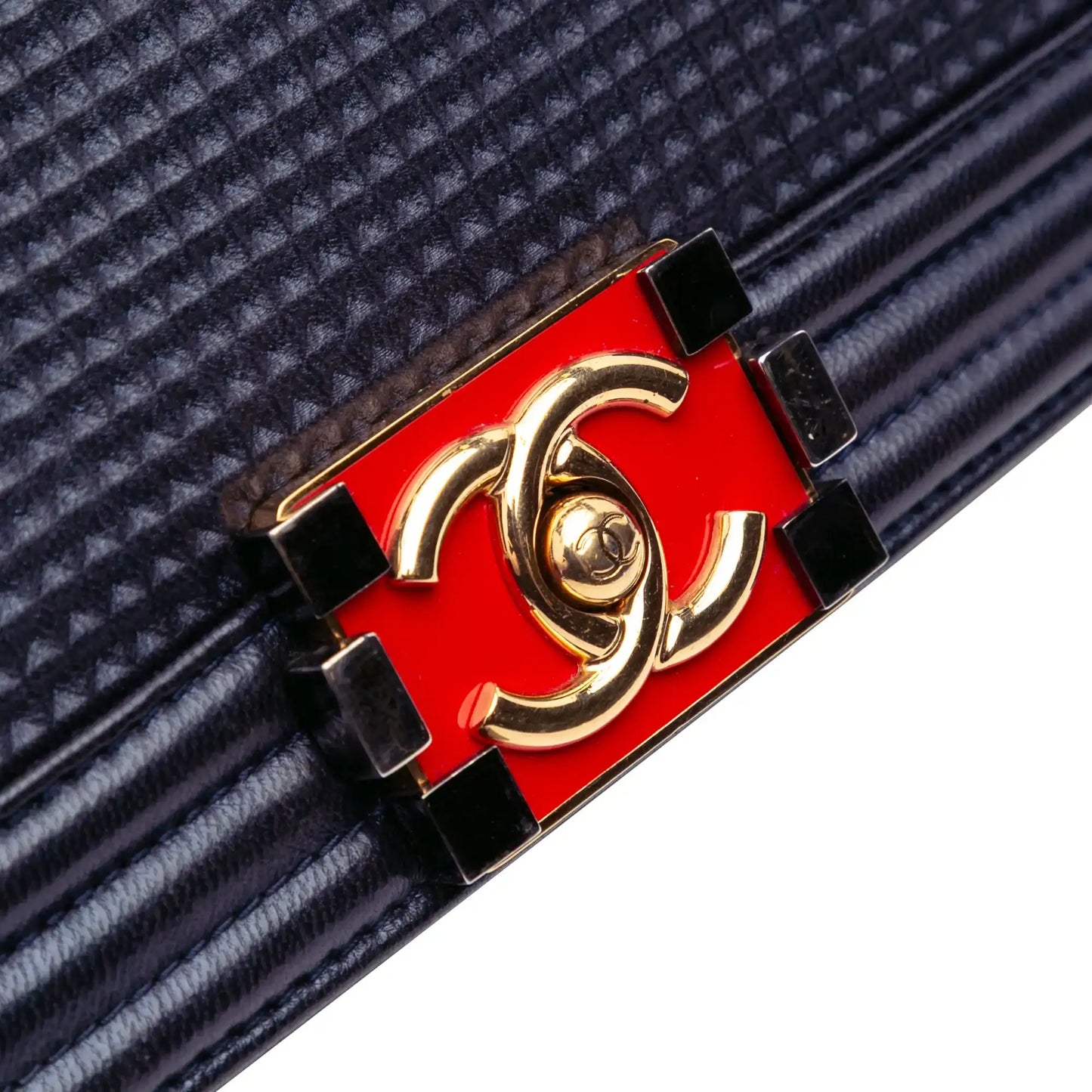 Chanel Medium Lambskin Embossed Cube Boy Flap