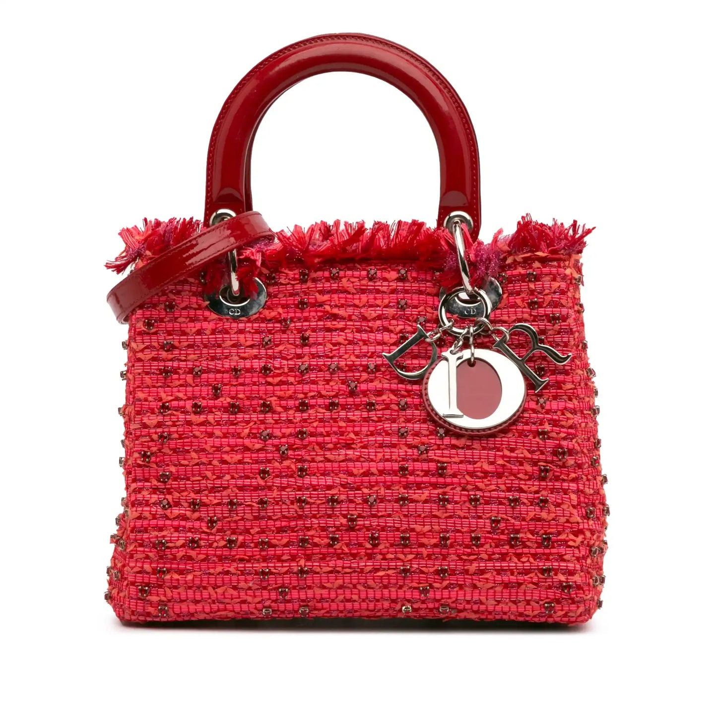 Dior Medium Tweed Fringe Rhinestone Lady