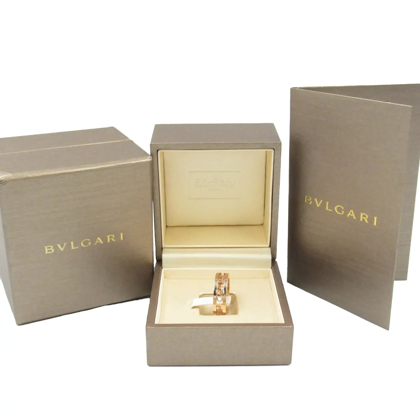 Bvlgari 18K Rose Gold B.Zero1 One Band Ring with Openword Logo Spiral