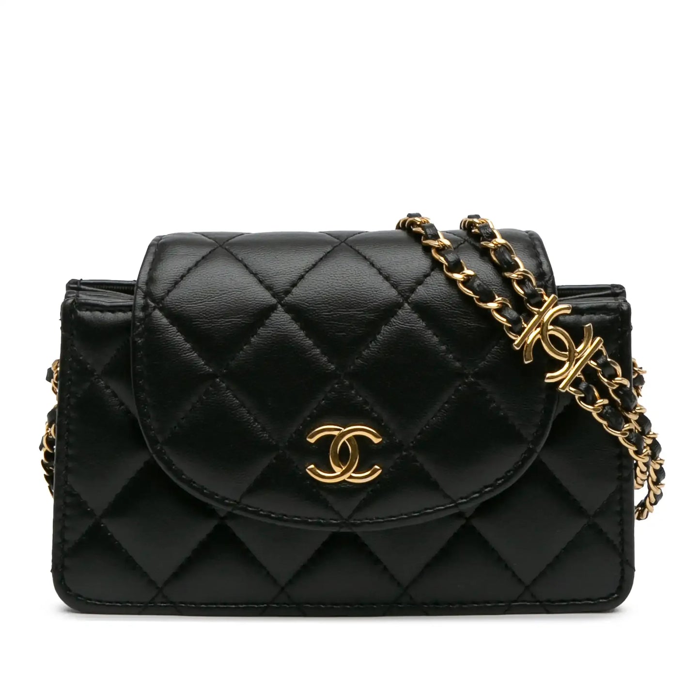 Chanel Mini CC Quilted Lambskin Phone Holder On Chain