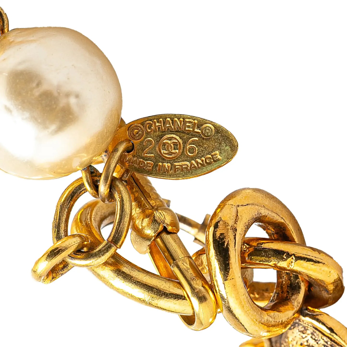 Chanel Gold Plated Faux Pearl Necklace