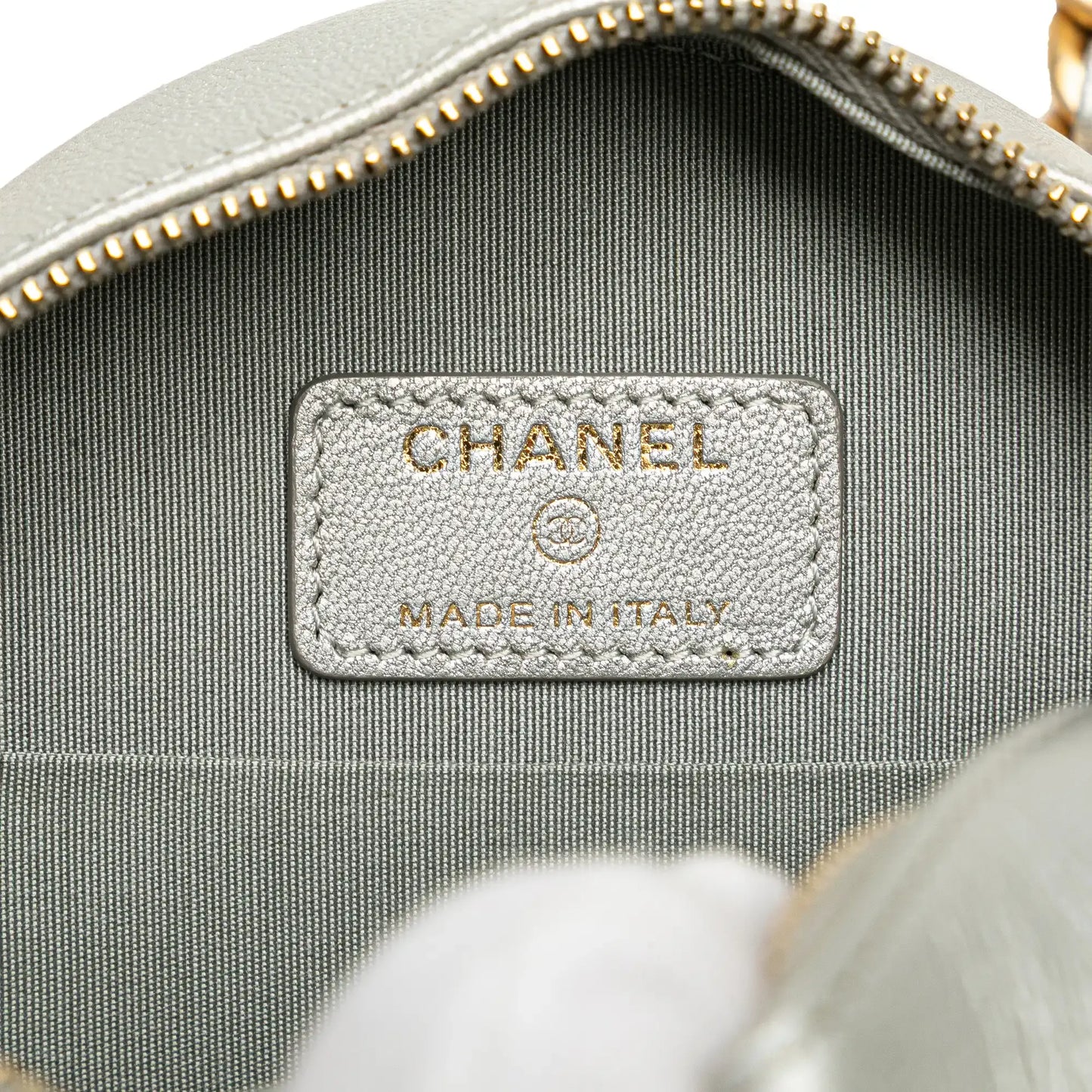 Chanel Metallic Lambskin 19 Round Clutch with Chain