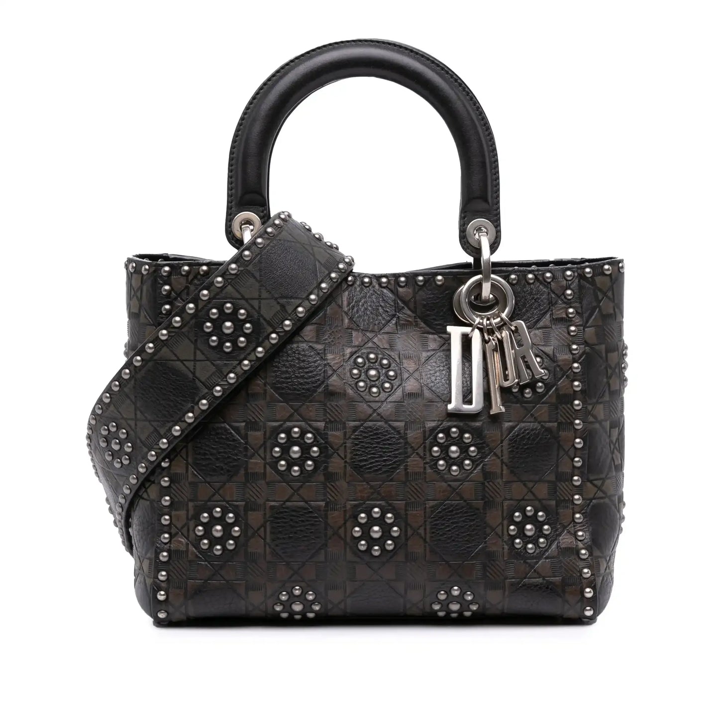 Dior Medium Calfskin Cannage Embossed Flower Studded Supple Lady