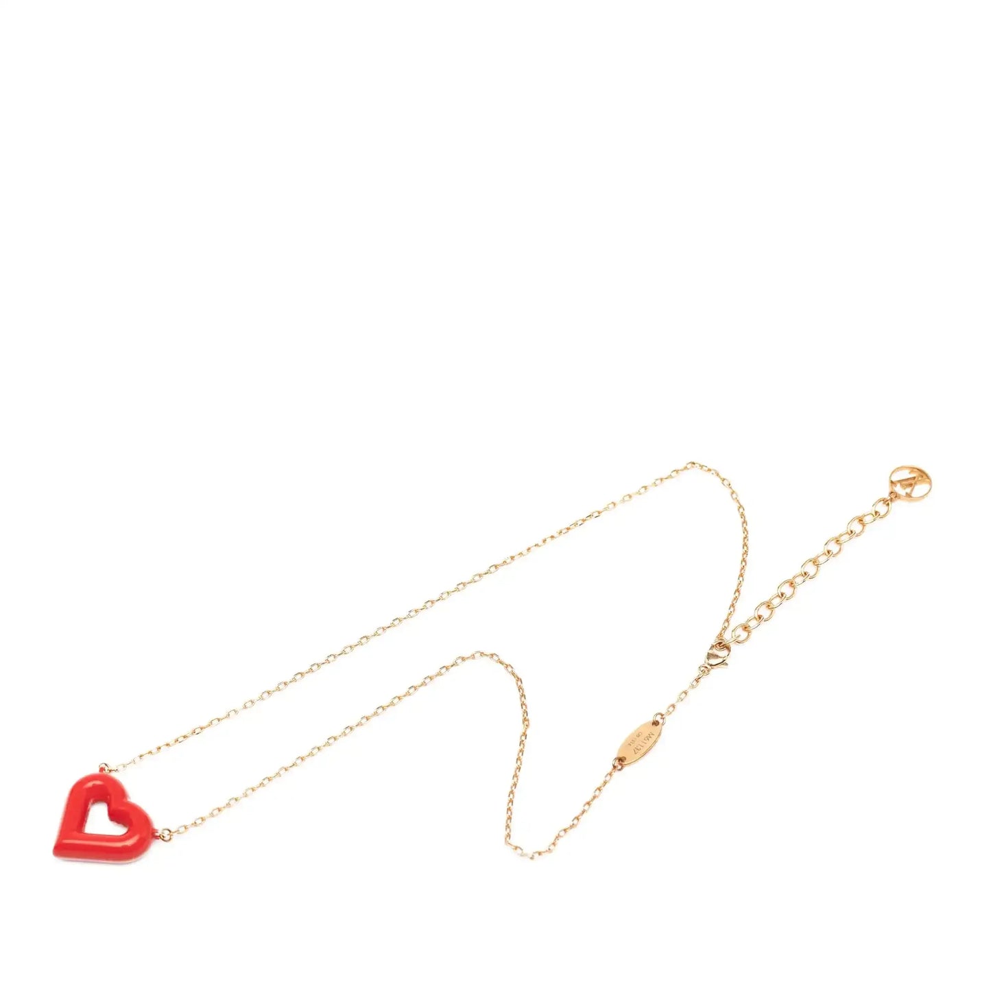 Louis Vuitton Gold Plated Rubber Heart Pendant Necklace