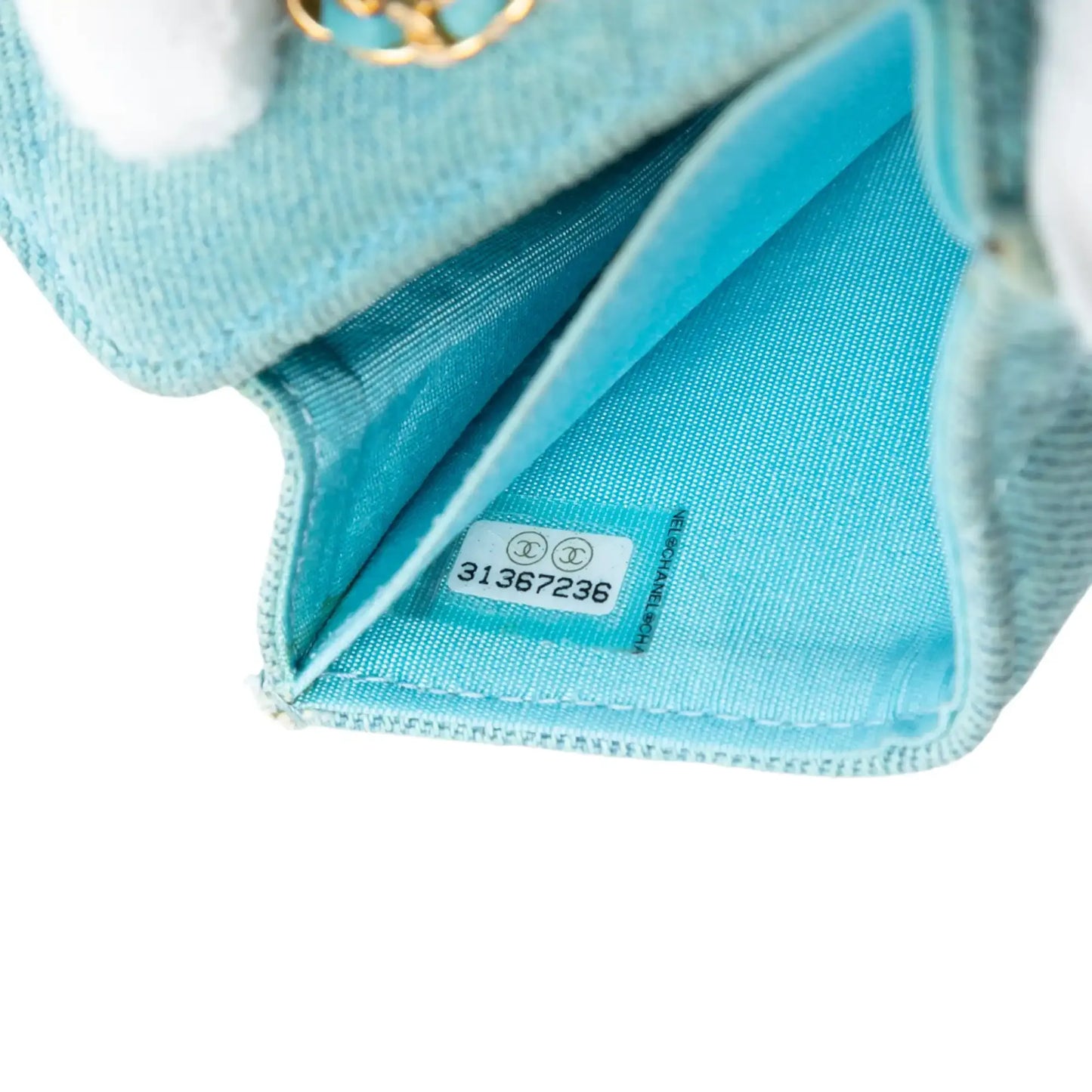 Chanel Quilted Denim 19 Card Holder with Chain