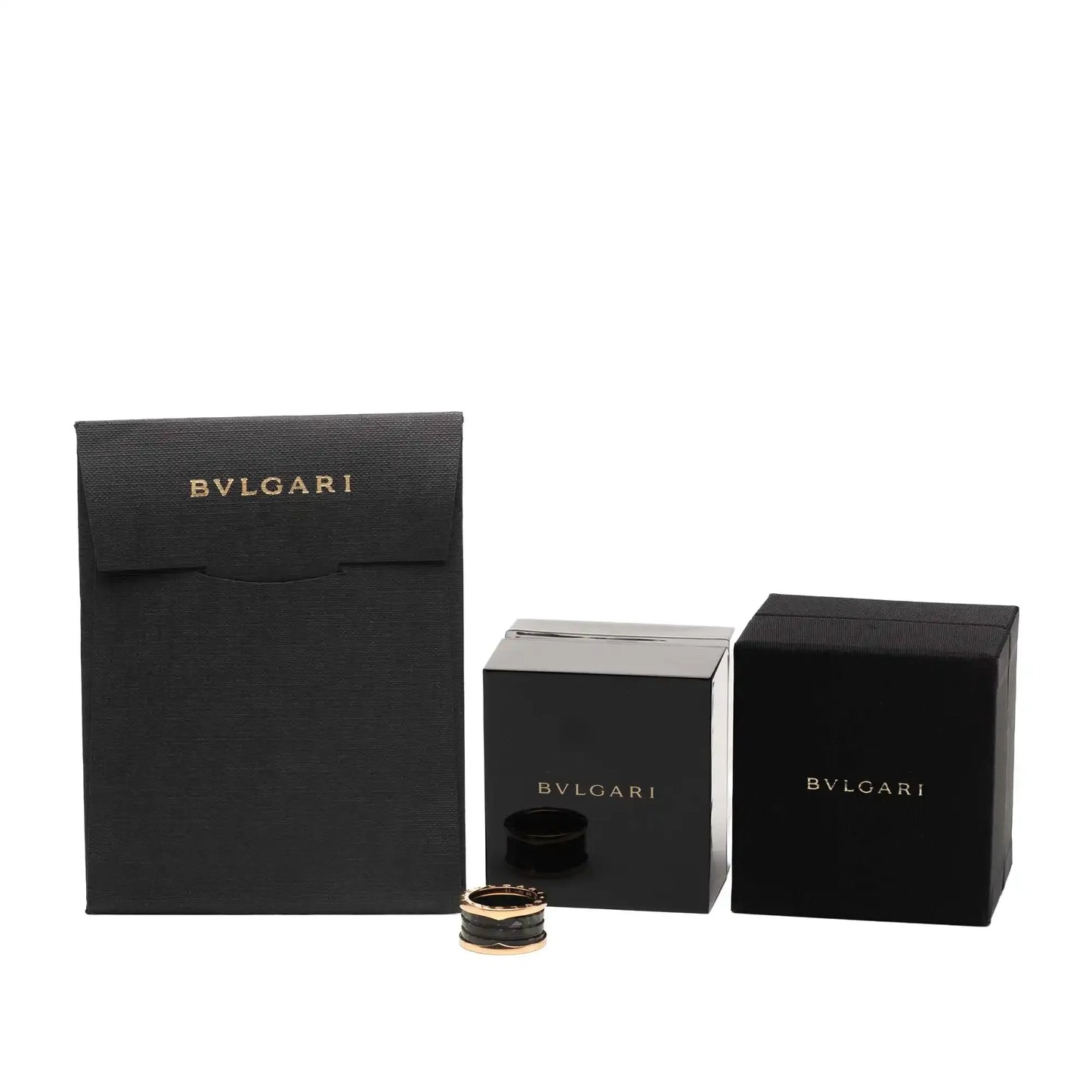 Bvlgari 18K Rose Gold and Bowenite B Zero1 Four Band Ring