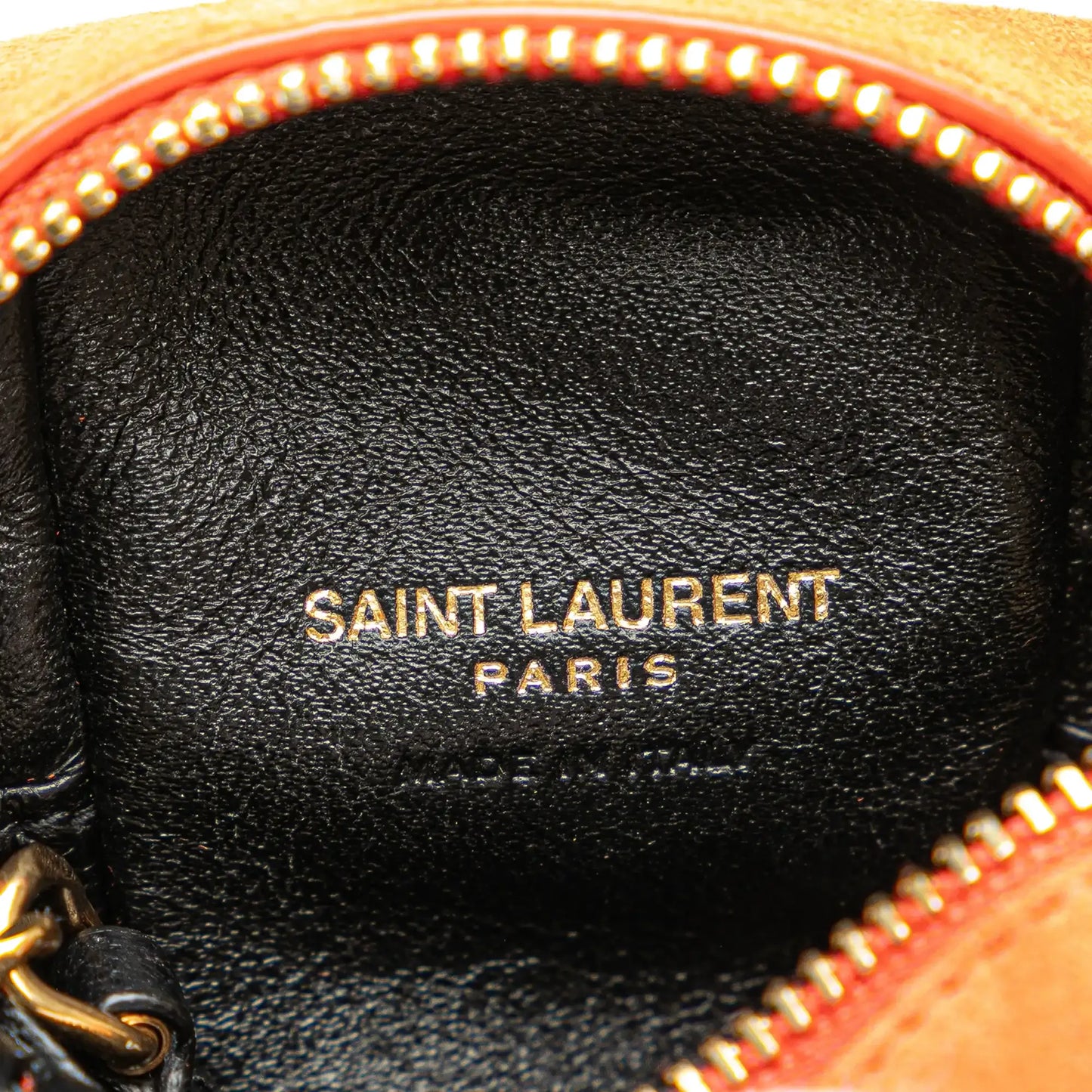 Saint Laurent Suede and Calfskin Jamie Cube Charm Coin Pouch