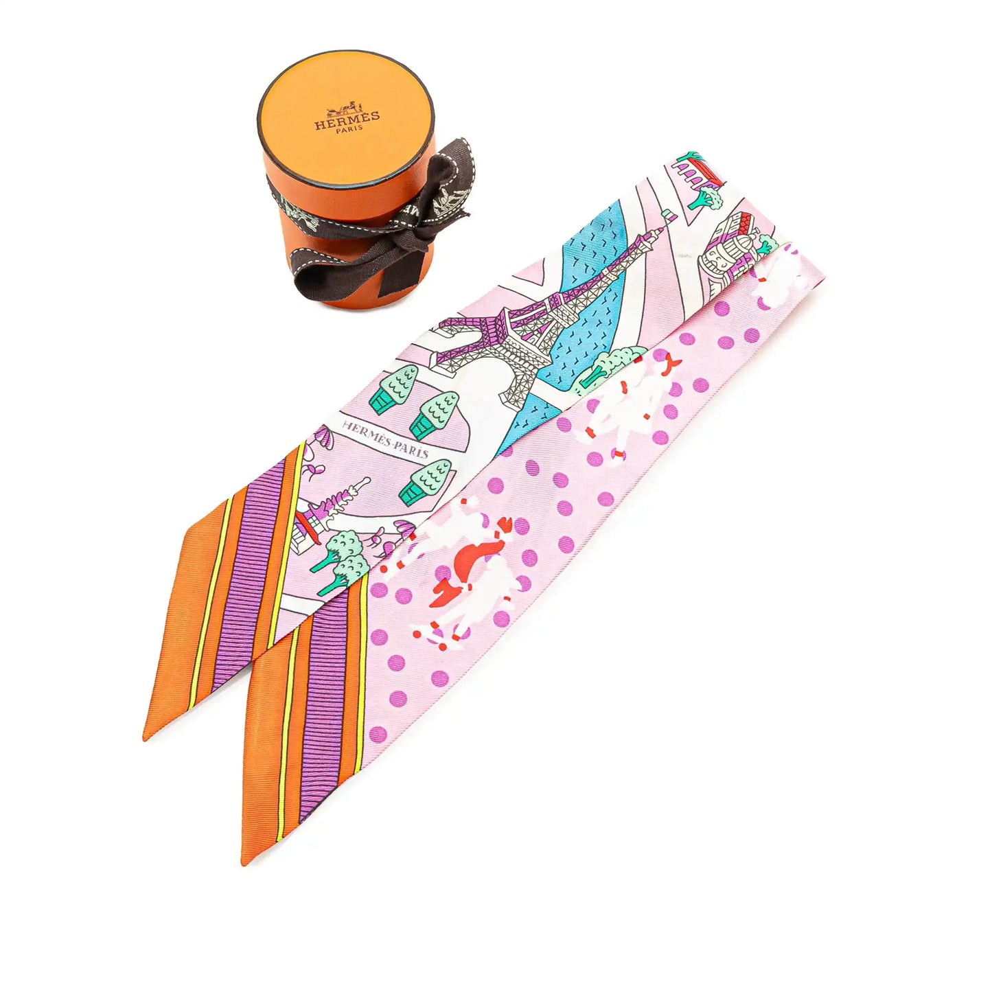 Hermès Les Nouveaux Amoureux de Paris Twilly Silk Scarf