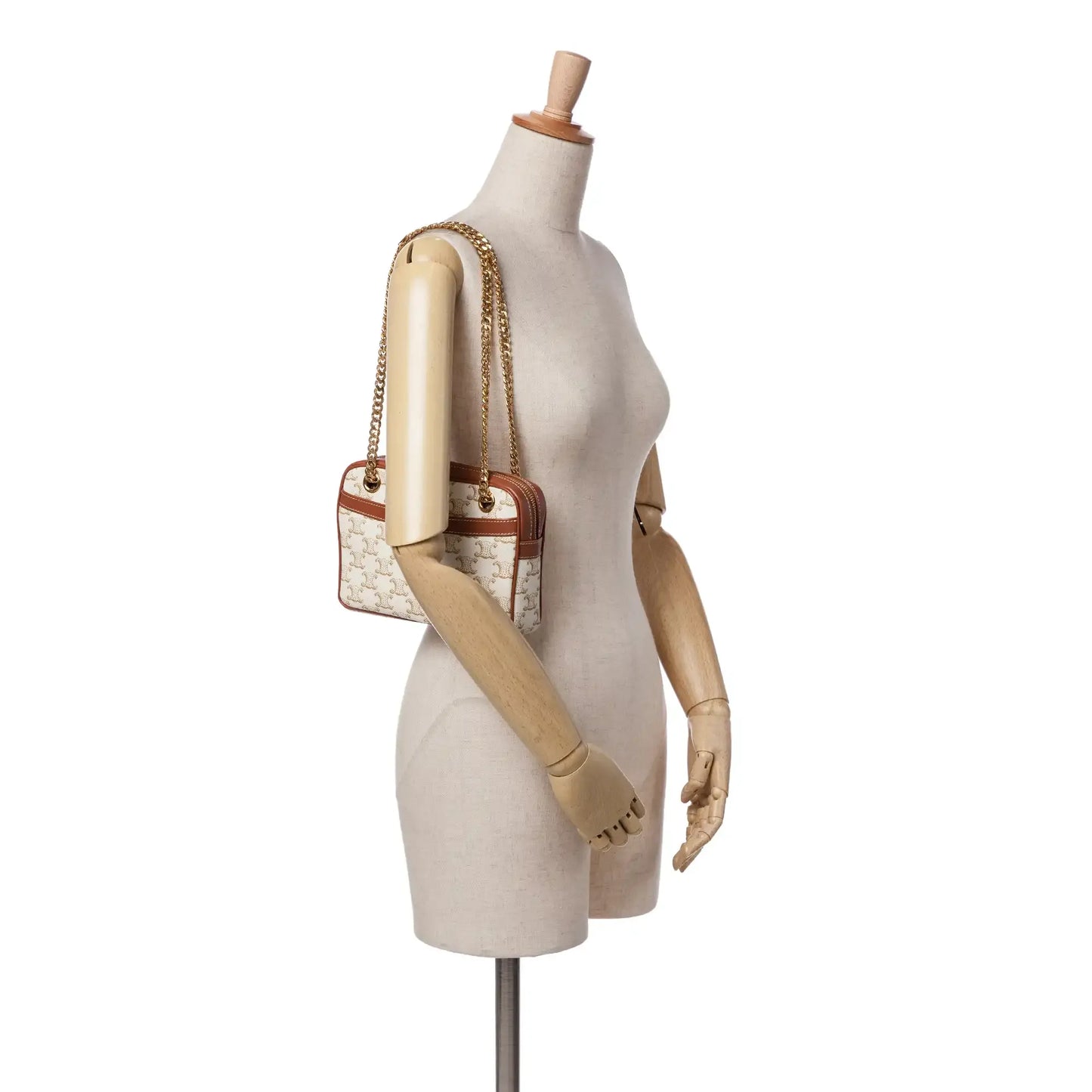 Celine Small Triomphe Coated Canvas Patapans Shoulder Bag