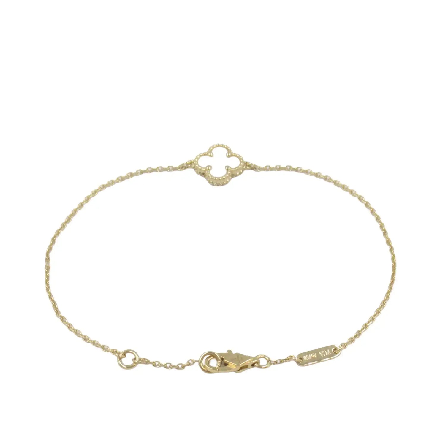 Van Cleef and Arpels 18K Yellow Gold and Mother of Pearl Sweet Alhambra Bracelet