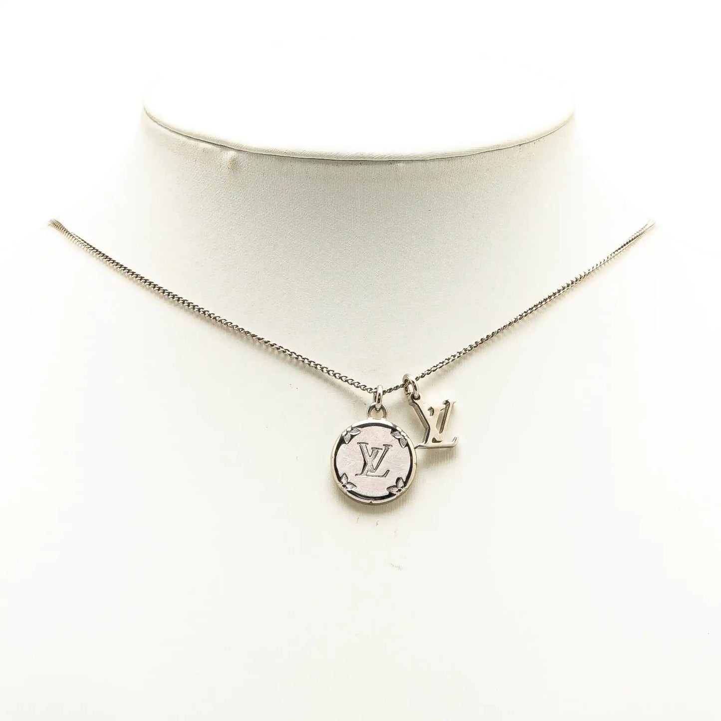 Louis Vuitton Silver Plated Monogram Charms Necklace