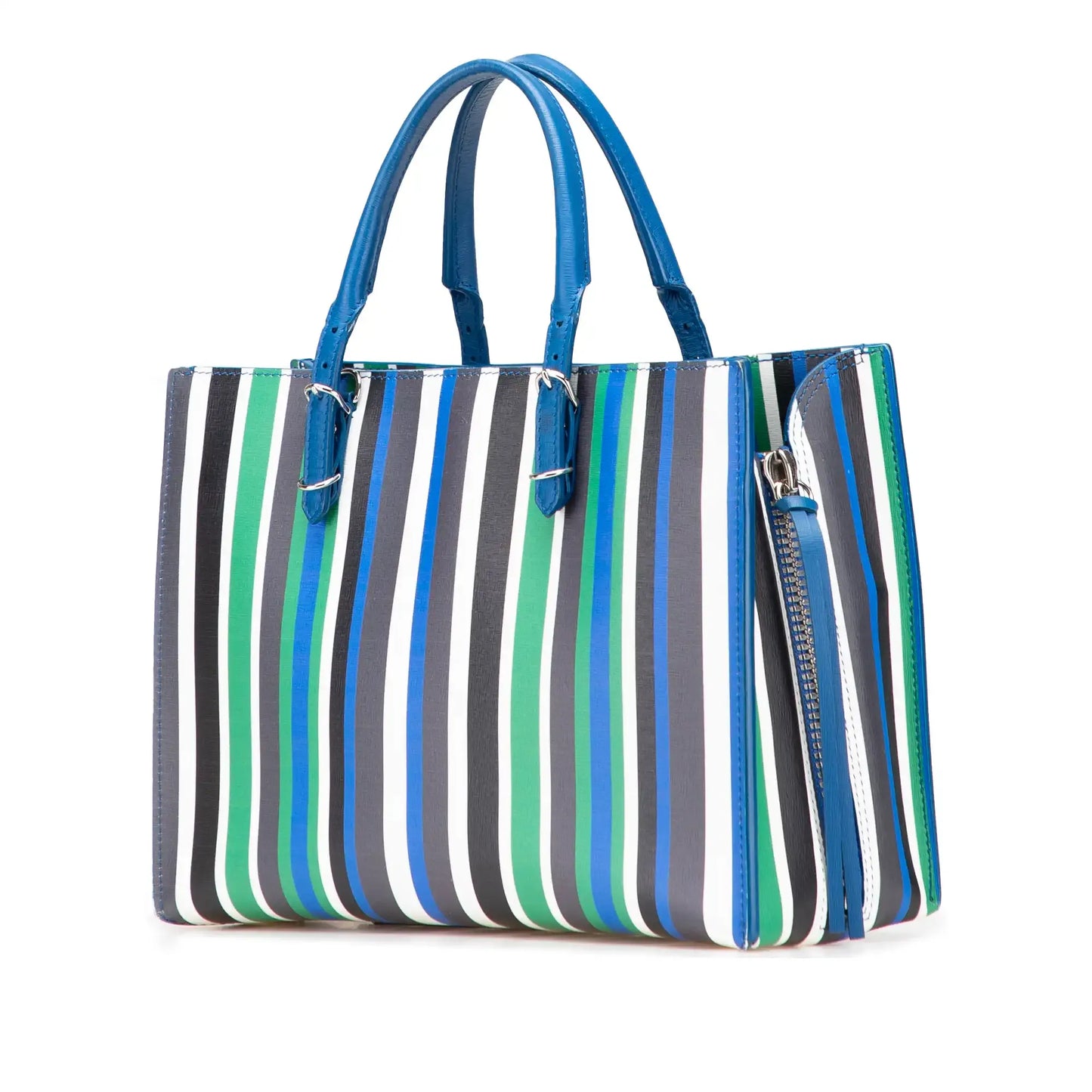 Balenciaga Mini Leather Striped Papier A6 Zip Around Satchel