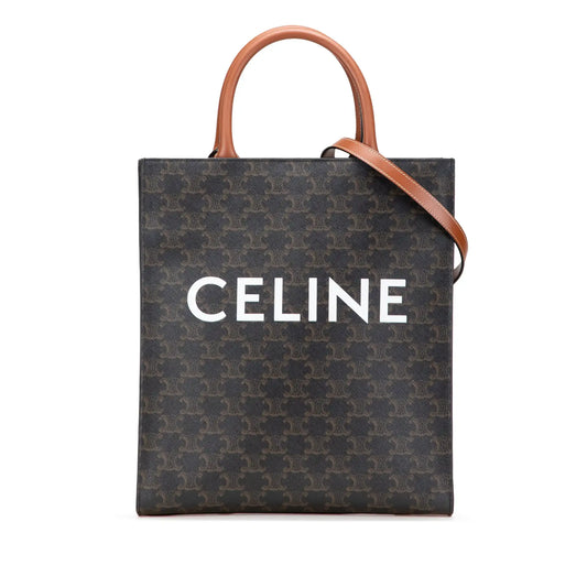 Celine Small Triomphe Coated Canvas Vertical Cabas Tote