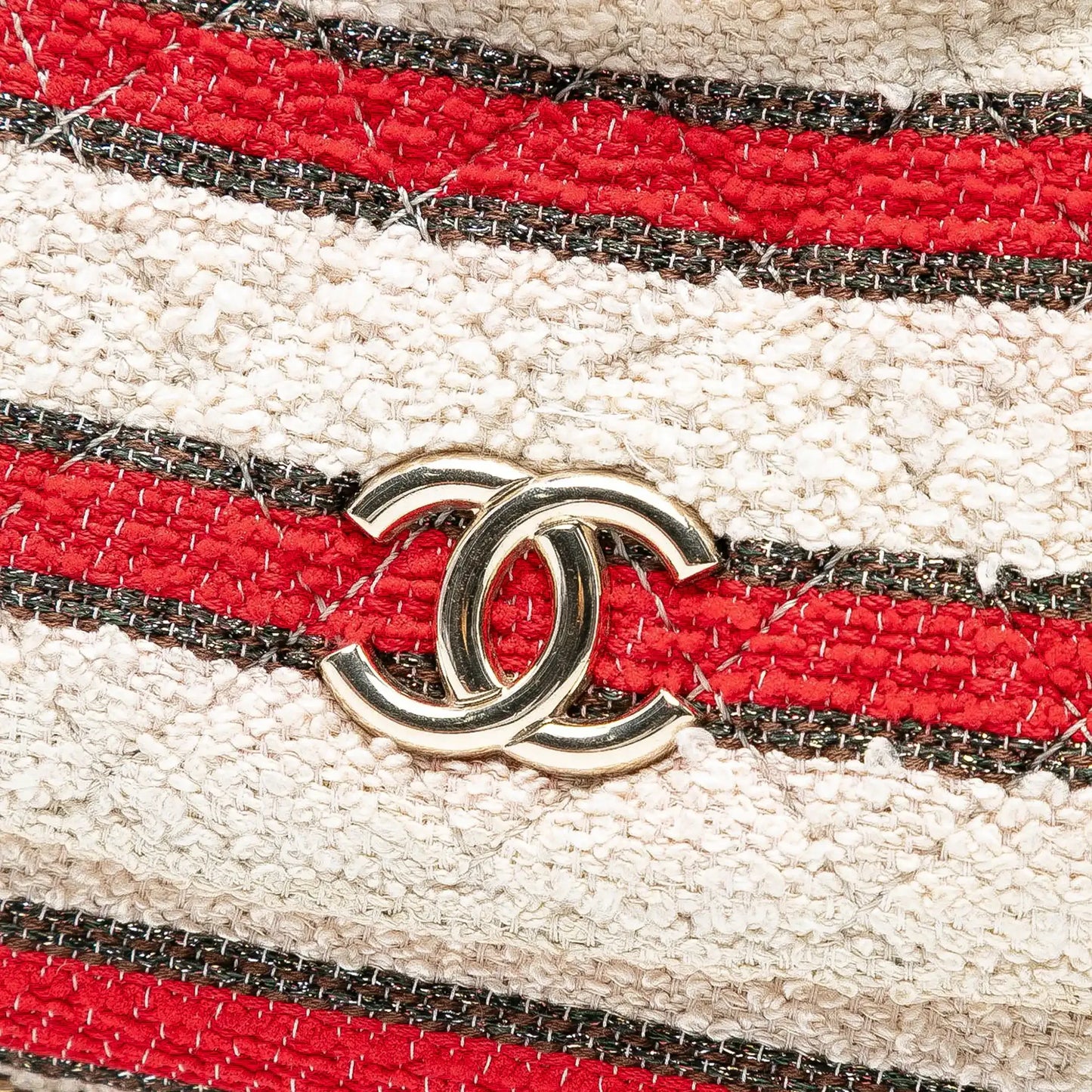 Chanel CC Quilted Tweed Striped Single Flap