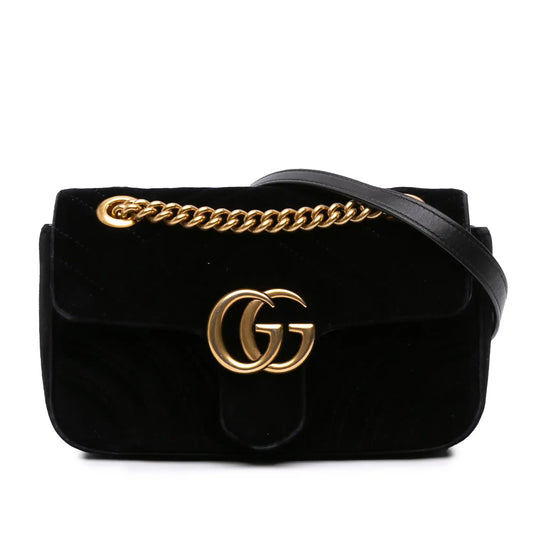 Gucci Small GG Marmont Matelasse Velvet Shoulder Bag