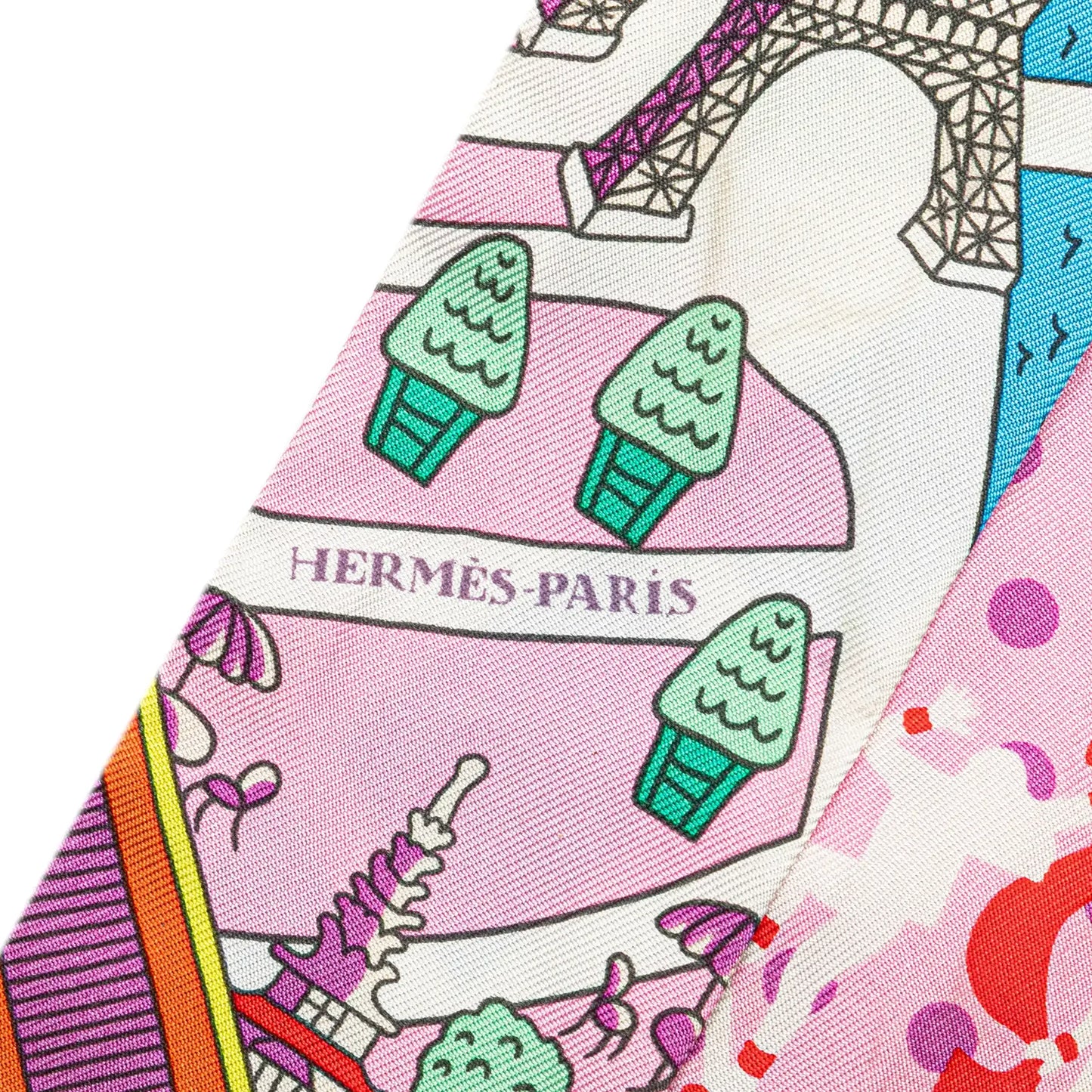 Hermès Les Nouveaux Amoureux de Paris Twilly Silk Scarf
