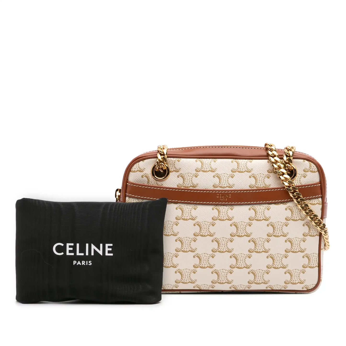 Celine Small Triomphe Coated Canvas Patapans Shoulder Bag