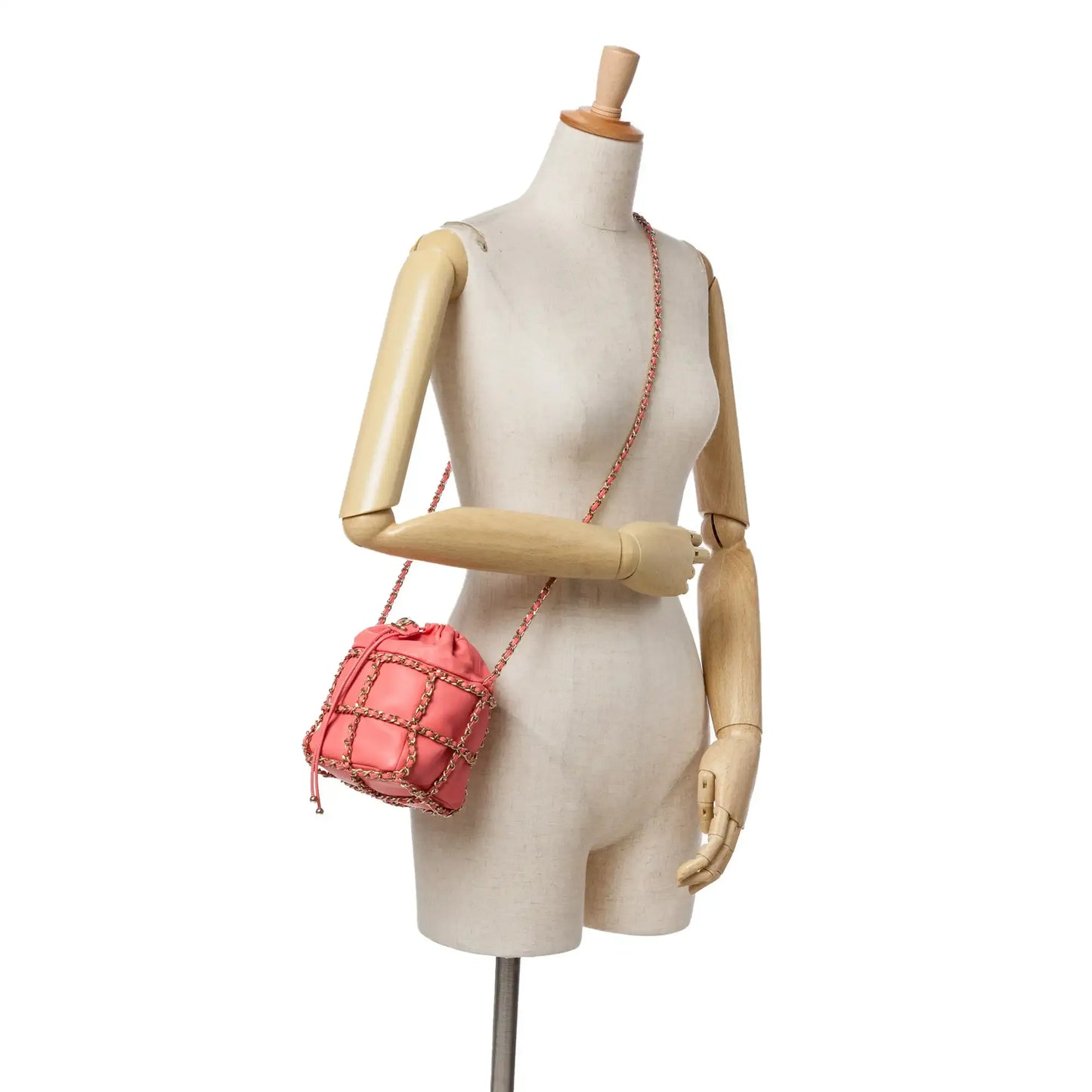 Chanel Lambskin CC Chain Frame Drawstring Bucket Bag