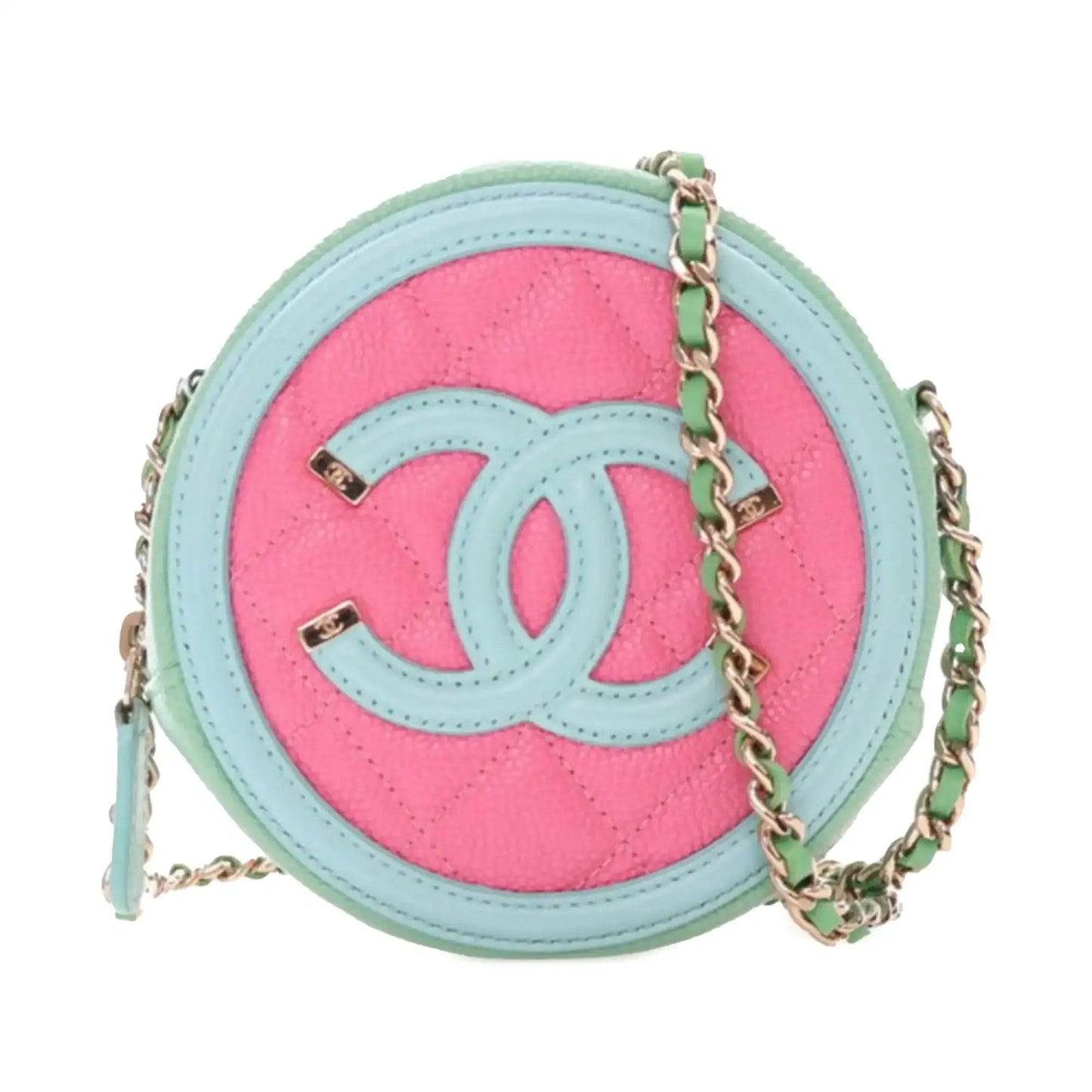 Chanel Tricolor Caviar CC Filigree Round Crossbody