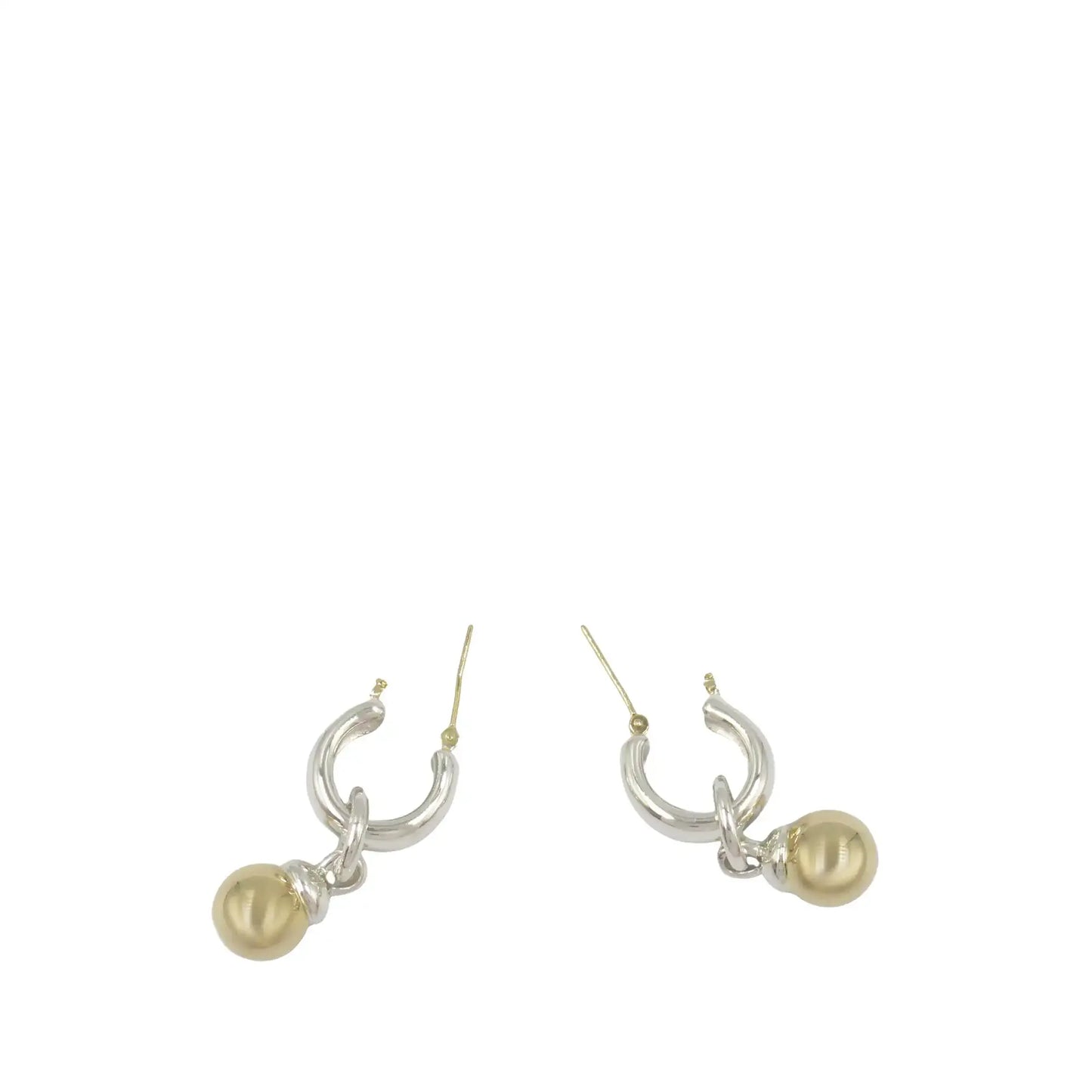 Tiffany Sterling Silver and 18K Yellow Gold Fascination Ball Dangle Earrings