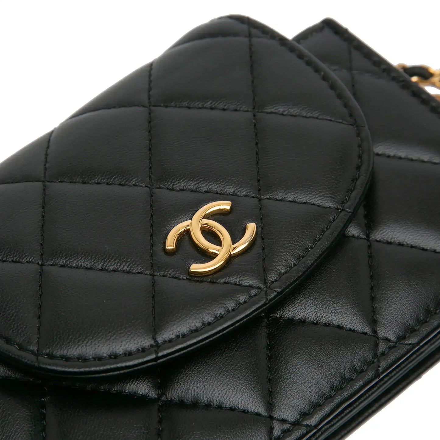 Chanel Mini CC Quilted Lambskin Phone Holder On Chain