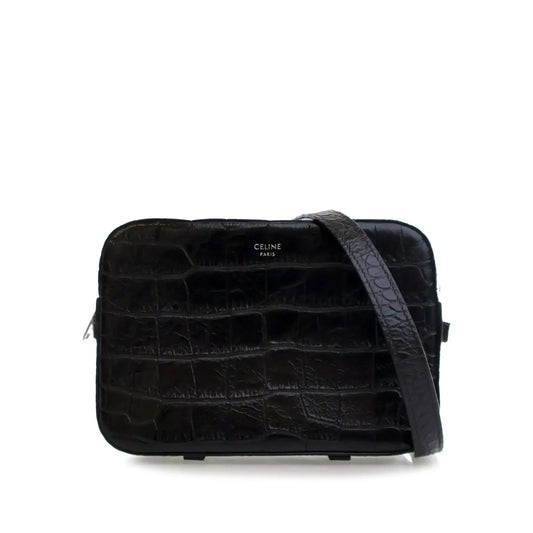 Celine Croc Embossed Leather Horizontal Phone Pouch Crossbody