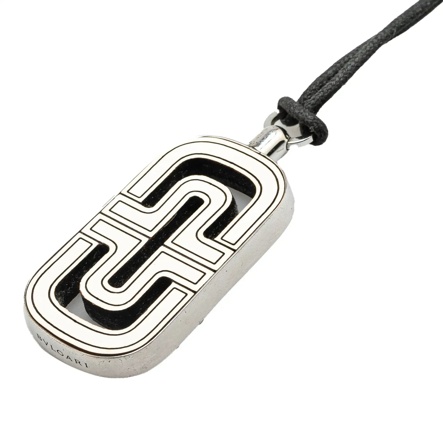 Bvlgari Sterling Silver Resin Parentesi Pendant Cord Necklace