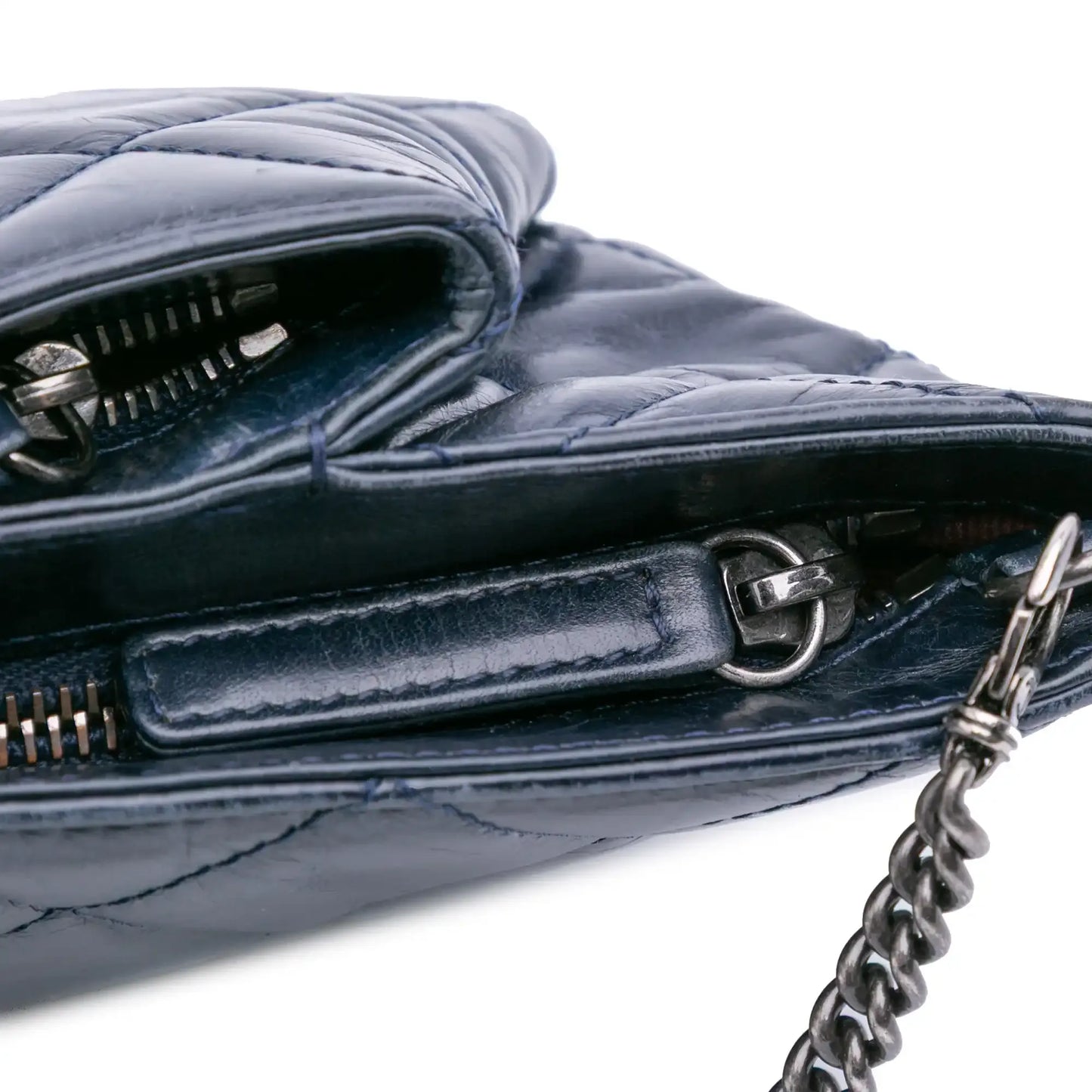 Chanel Quilted Glazed Calfskin Coco Pleats Clutch With Chain